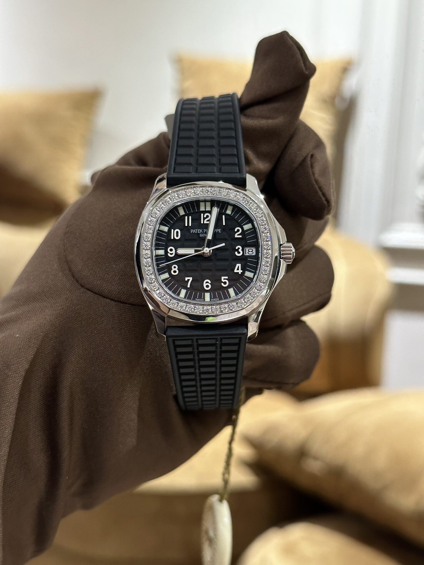 Patek Philippe Aquanaut 5067 Women s Black With Diamond Bezel Replica 1:1 Watch PPF 35.6mm - Top club