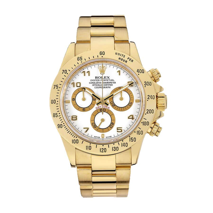 Rolex Daytona Cosmograph 116528 Yellow Gold White Dial Oyster Replica - Top club