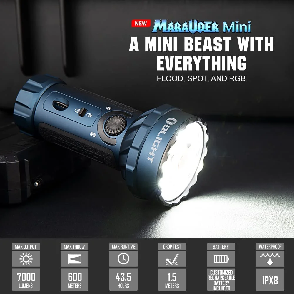 OLIGHT Marauder Mini 7,000 Lumens Bright Flashlight with 600 Meters Beam Distance, Powerful RGB Lights, Magnetic Rechargeable for Outdoors Work, Hunting, and Searching(Black) - Image 18