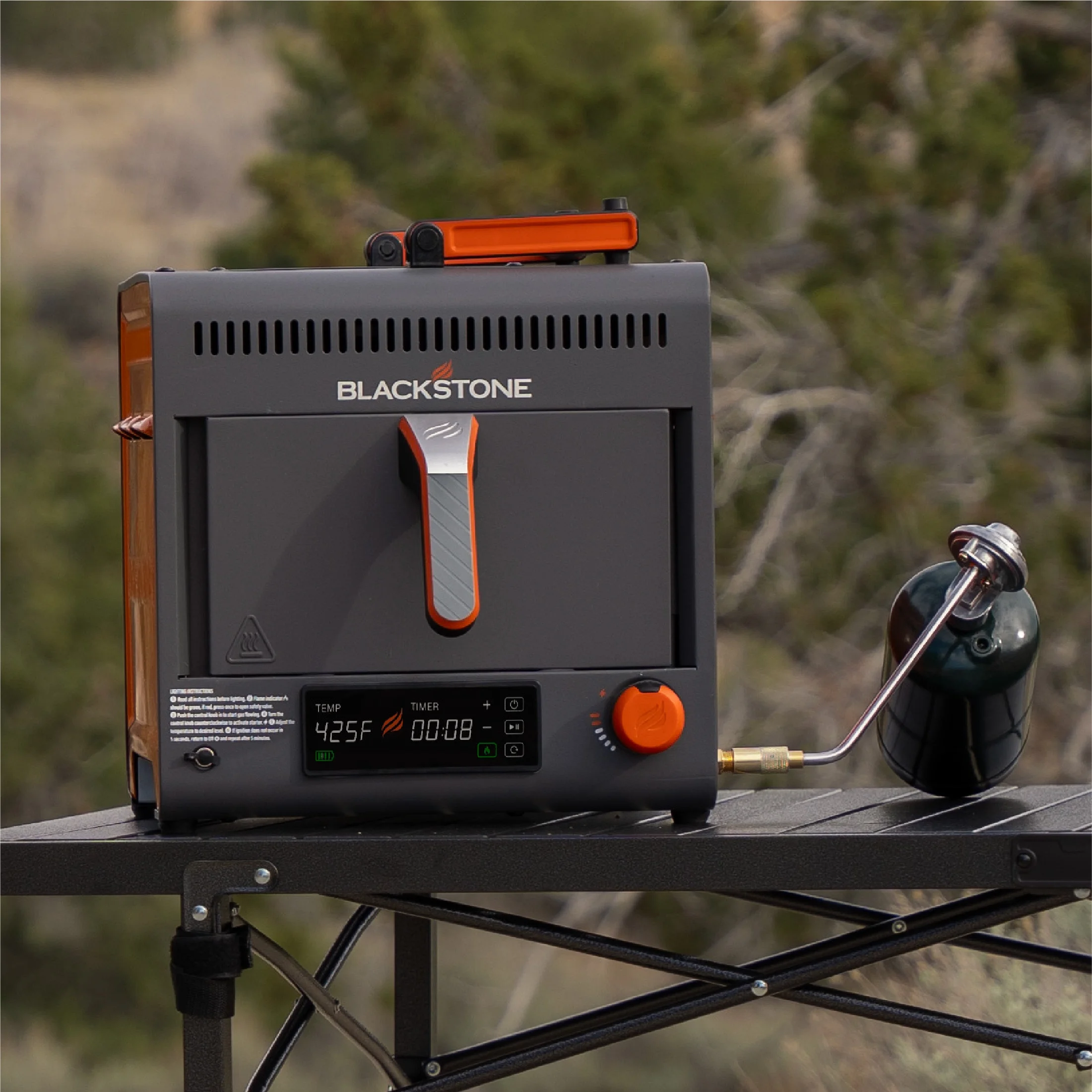 Blackstone Adventure Ready Portable Propane Air Fryer, 4 Quart, Gray & Orange, 18W, 3ft Cord
