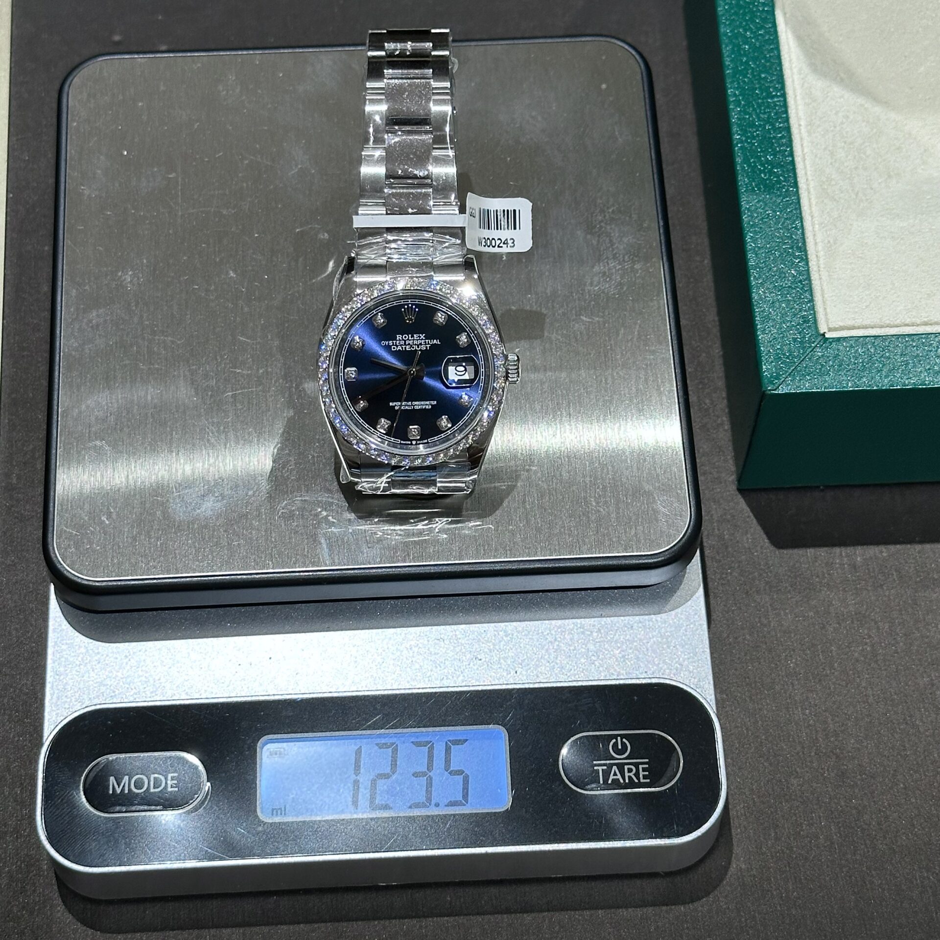 Rolex DateJust Replica Watch With Moissanite Diamond Blue Dial Clean 41mm - Elite Watch Atelier