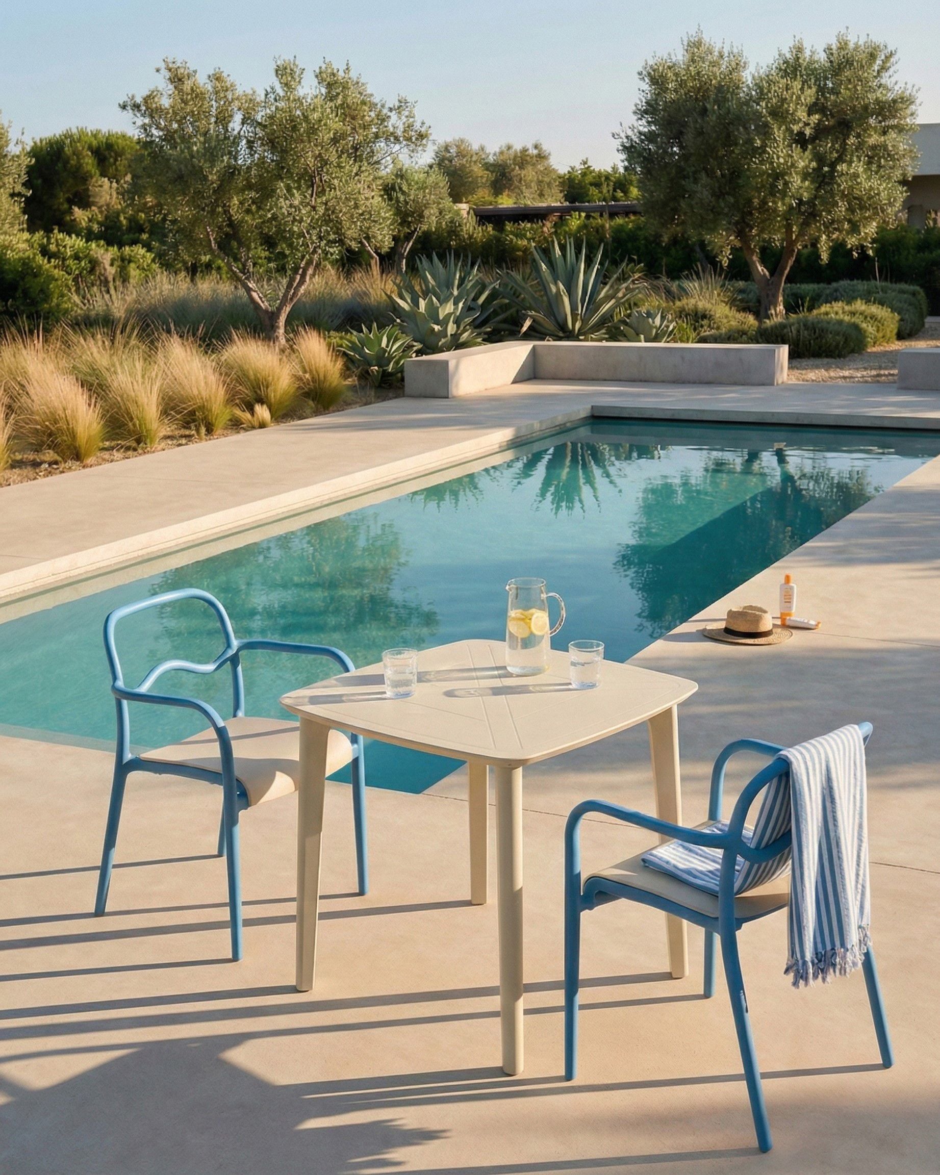 Set of 2 Garden Chairs THASOS Synthetic Material Blue