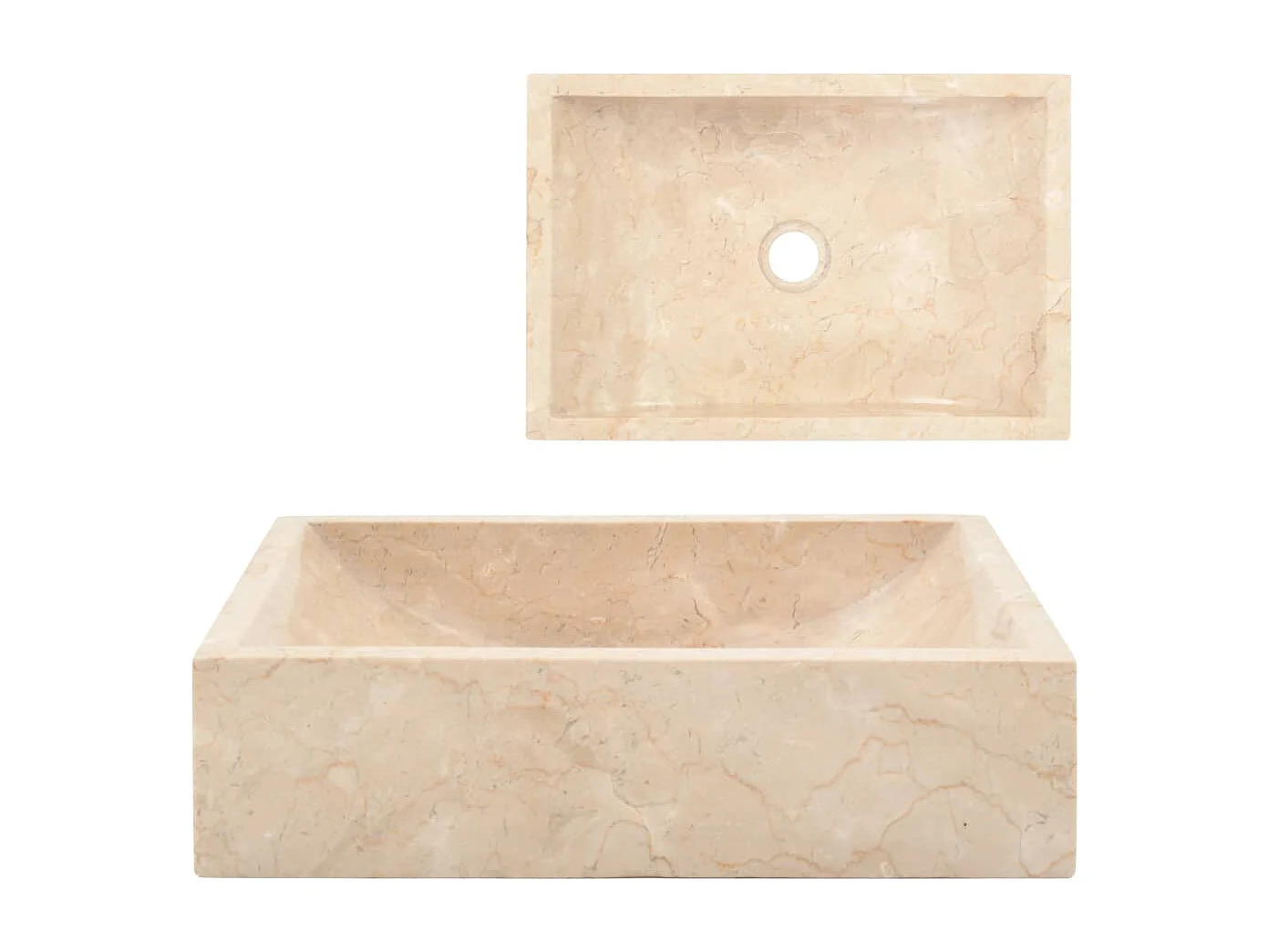 Lavabo 45x30x12 cm marbre crème brillant