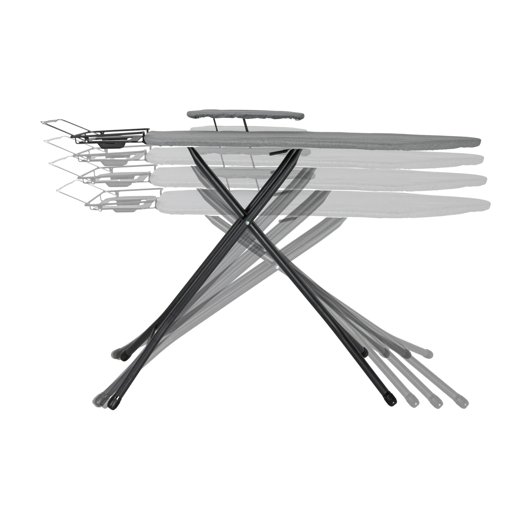 Household Essentials Wide Mega Ironing Board 4-Leg, Steel Top Pressing Station, Heat-Resistant Fiber Pad and Cotton Cover, Includes Sleeve Board and Iron Rest with Hanger Bar, Silver Frame - Image 24