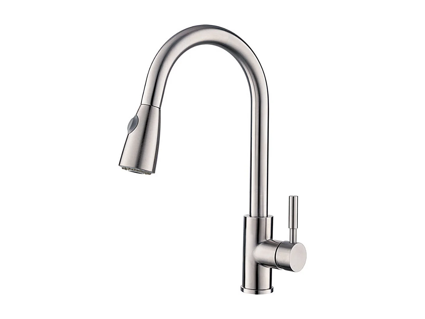 Robinet de cuisine Mitigeur d'évier monocommande rotation à 360 degrés avec douchette extractible laiton nickel brossé