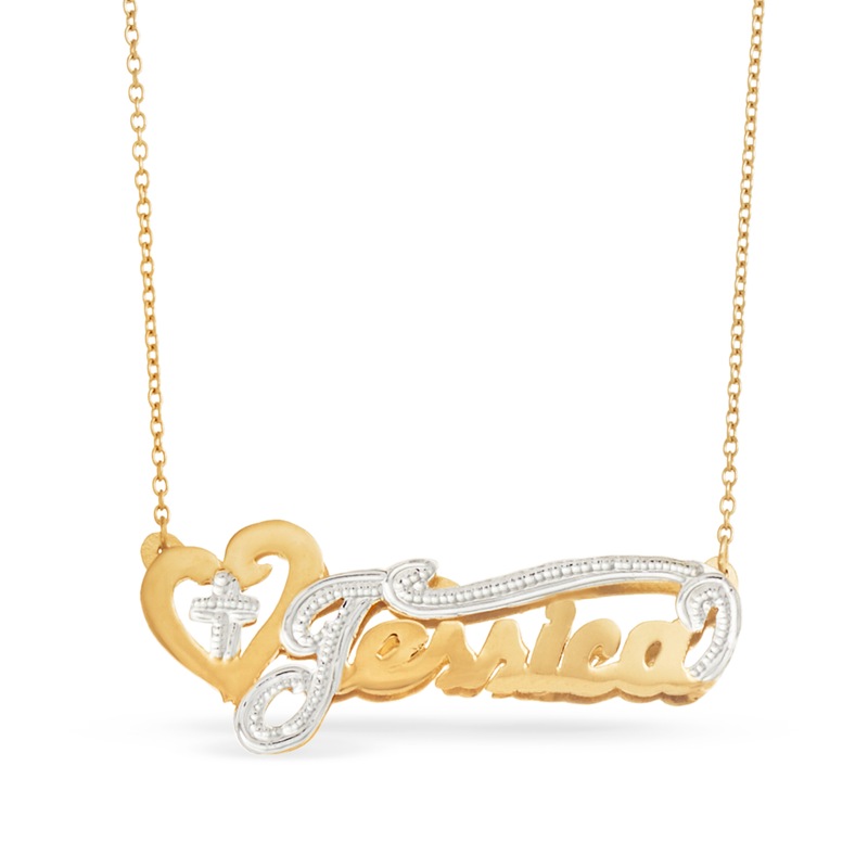 Name Necklace with Heart & Cross - MIDNIGHT VELVET CATALOG