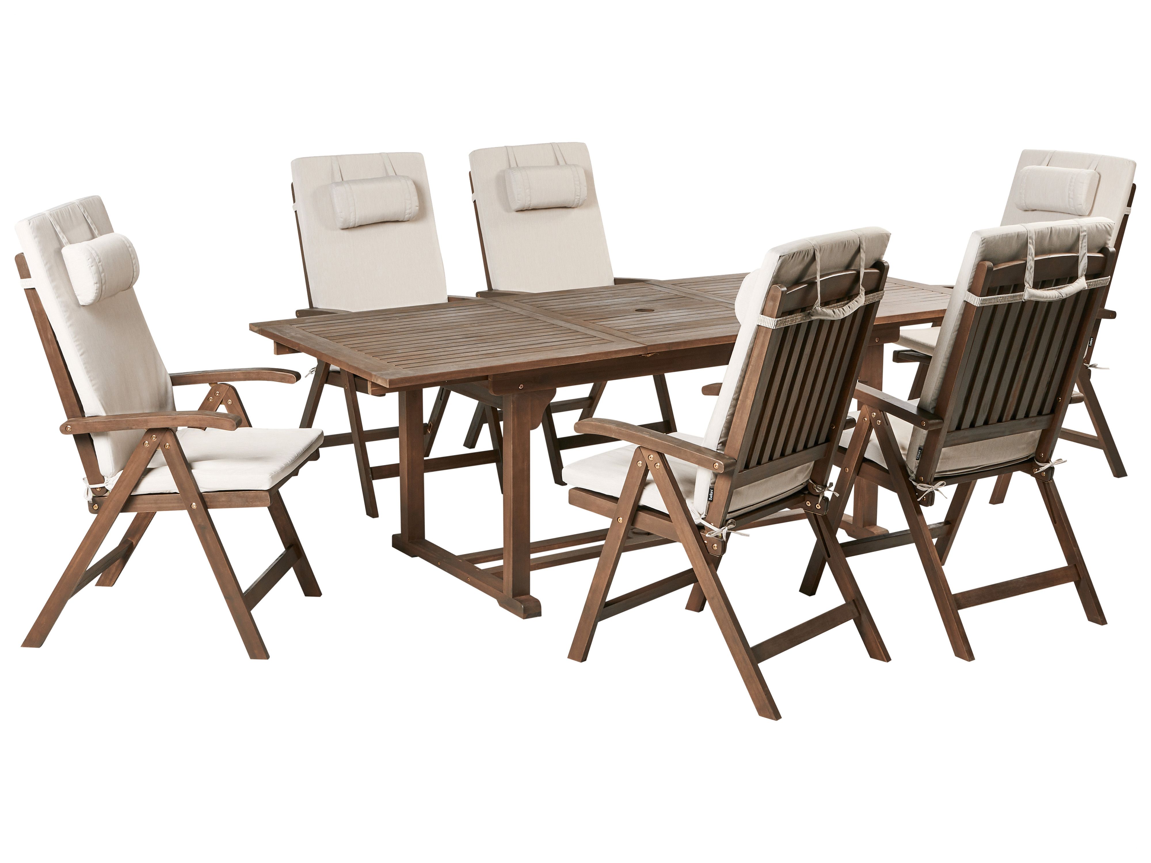 Garden Dining Set 6 Seater AMANTEA PREMIUM Acacia Wood Light Beige