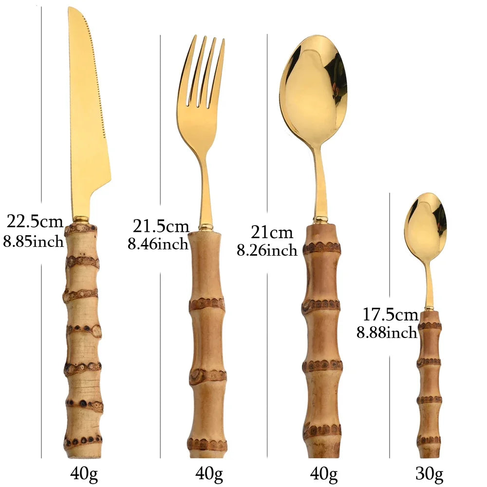 EcoServe | Bamboe Handvat Bestek Set van 16 Stuks