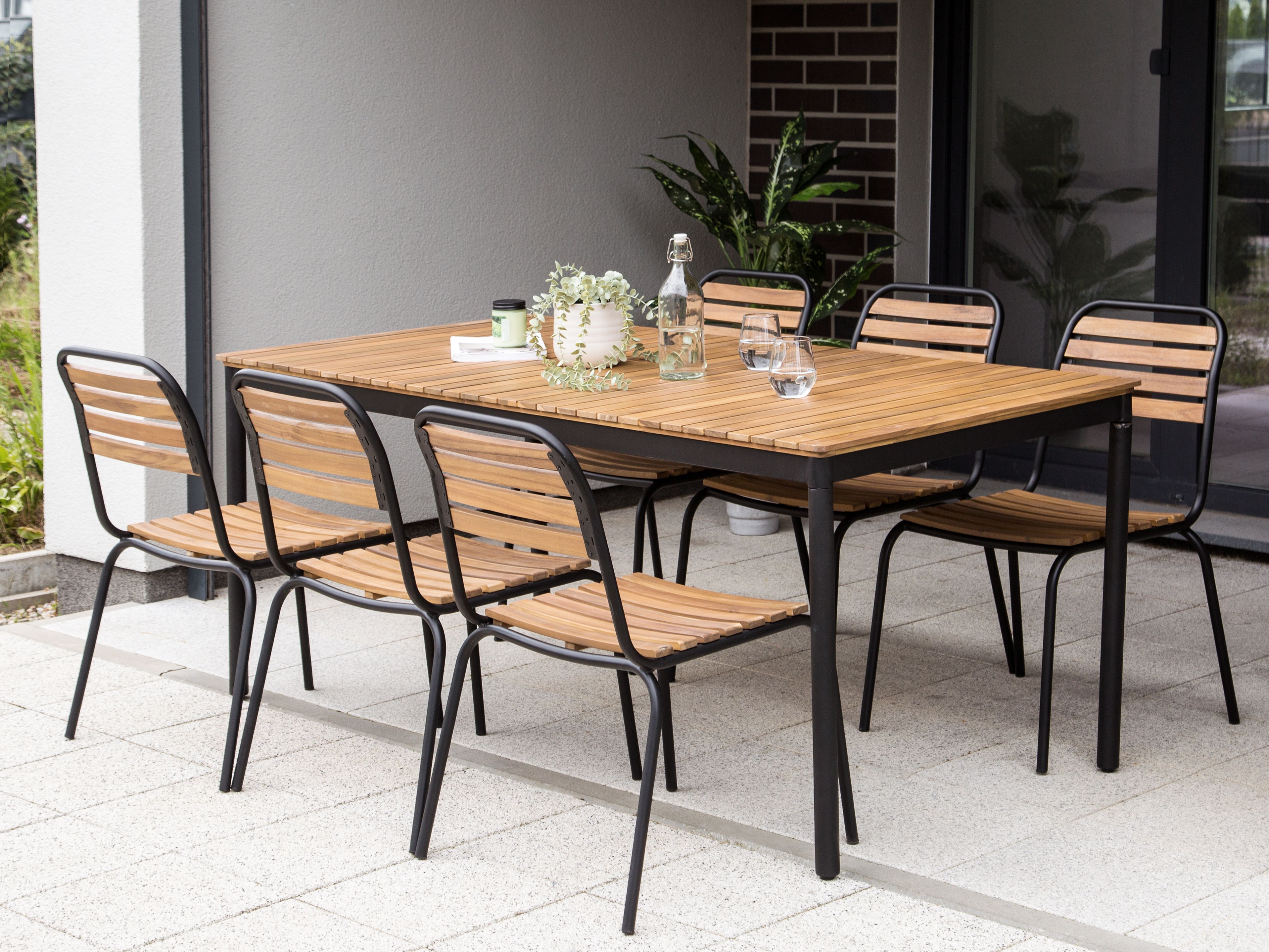 Garden Dining Set 6 Seater VALLESE Acacia Wood Brown