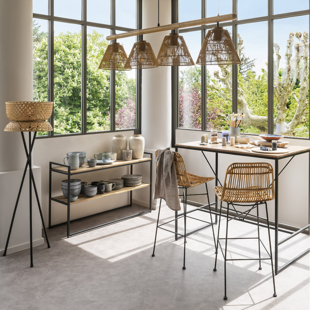 Bar chair "Kubu" Metal and rattan