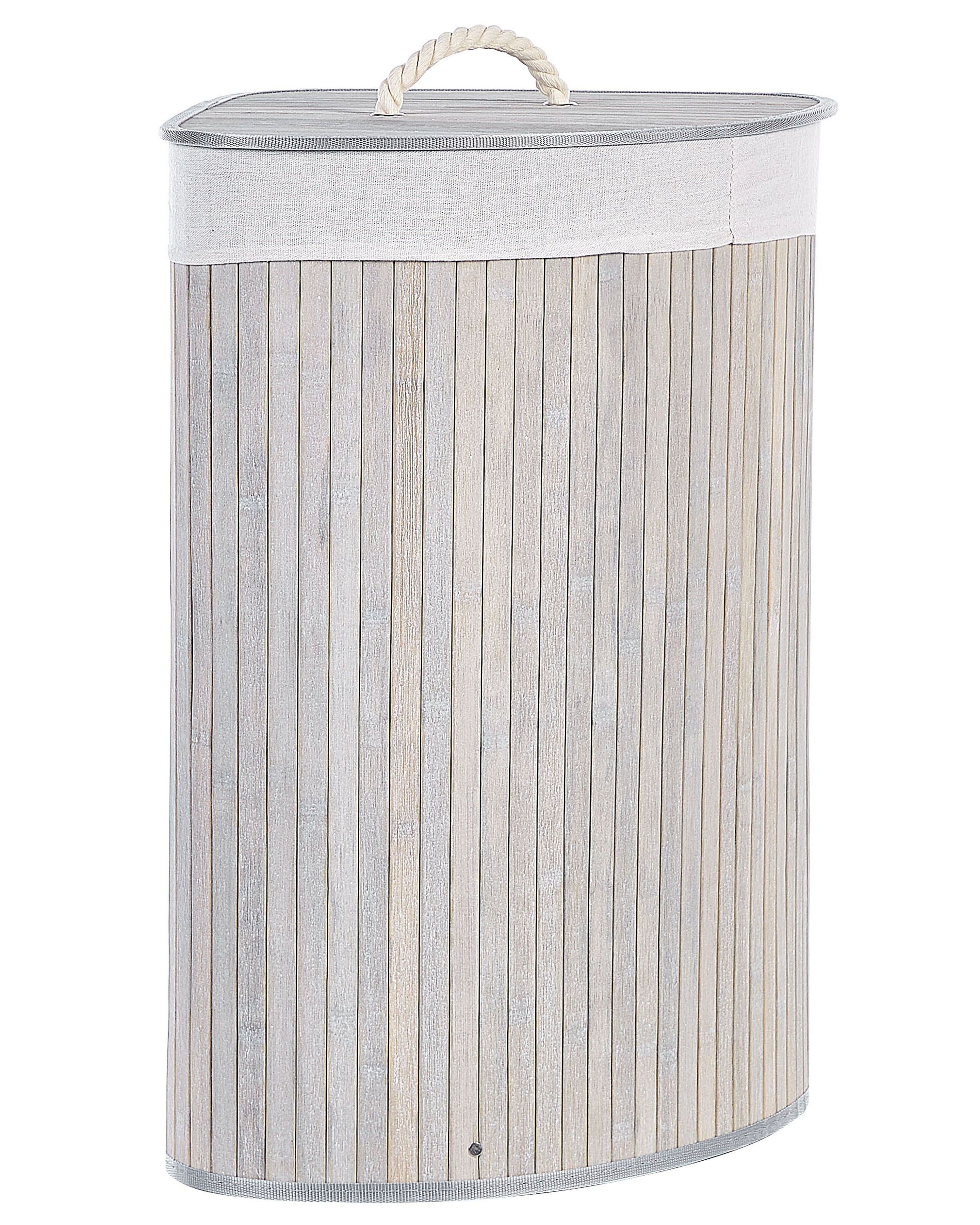 Laundry Basket MATARA Bamboo Light Grey 57 L