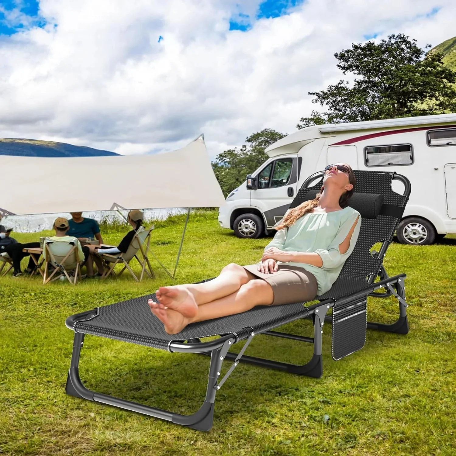 Slsy 5-Position Adjustable Folding Lounge Chair And Cot - 75.2" x 25.6" x 11.8" - Image 22 Slsy 5-Position Adjustable Folding Lounge Chair And Cot - 75.2" x 25.6" x 11.8" - Image 22