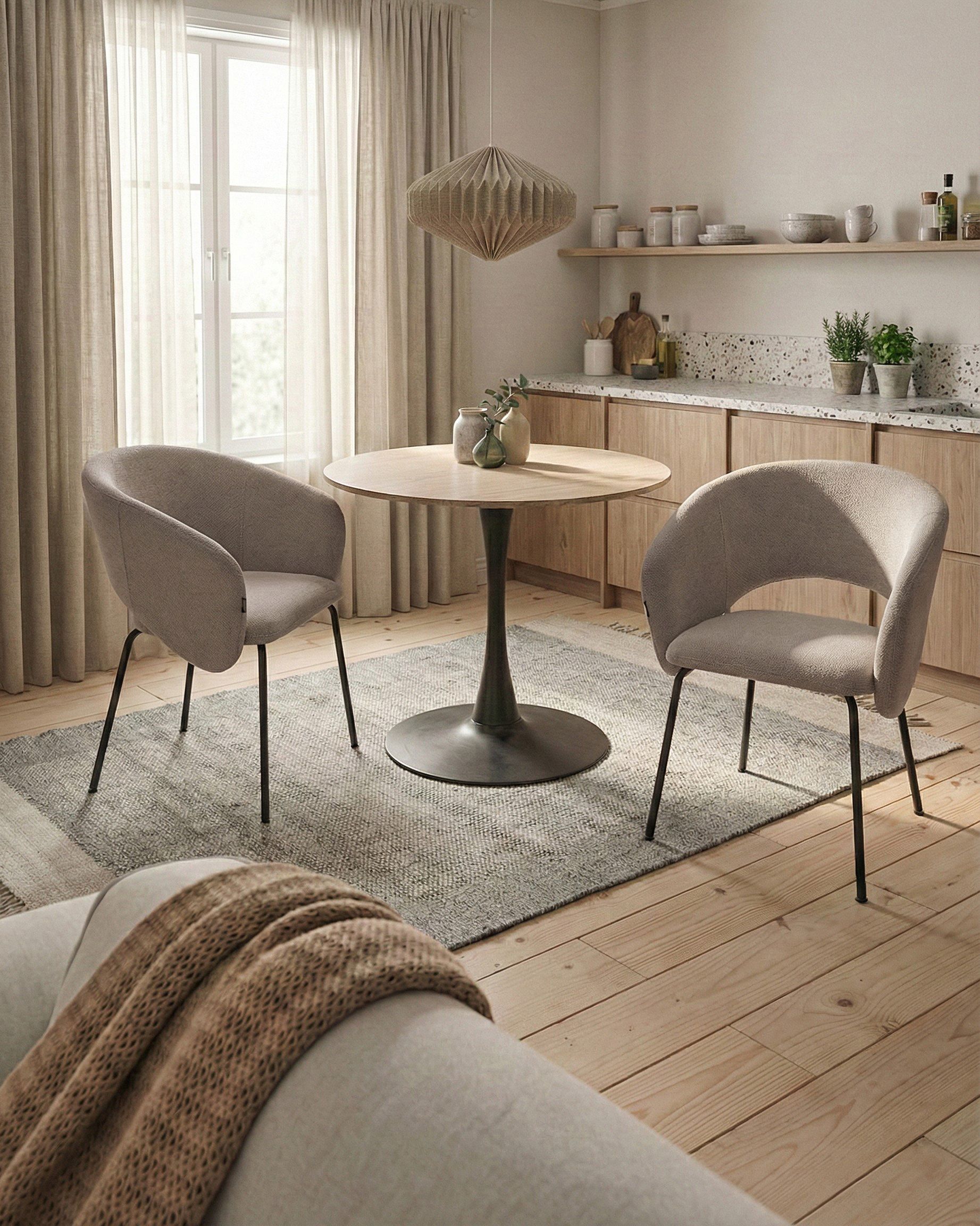 Set of 2 Dining Chairs BLAKELY Fabric Taupe
