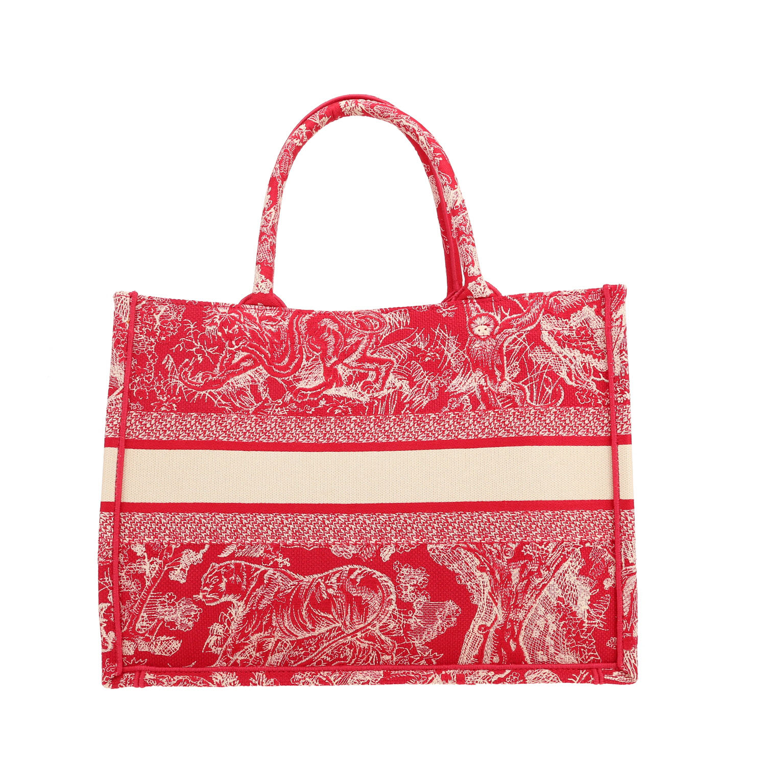 Dior Book Tote shopping bag in red and beige canvas1:1High-quality replica