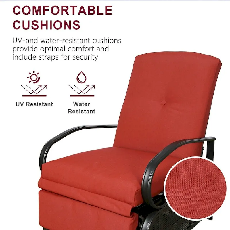 Adjustable Patio Recliner Lounge Chair With Cushion, 300 lbs - 38 (D) x 26.5 (W) x 38.5 (H) Inches - Image 8 Adjustable Patio Recliner Lounge Chair With Cushion, 300 lbs - 38 (D) x 26.5 (W) x 38.5 (H) Inches - Image 8