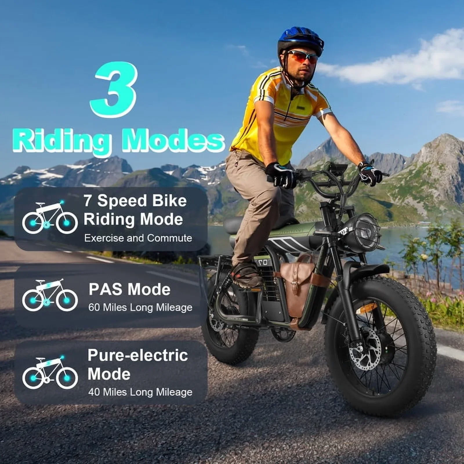 3000W(Peak) Motor 35MPH SMARTRAVEL ST202 Electric Dirt Bike for Adults, 52V50AH Dual Battery Ebike, 92+ Miles Range