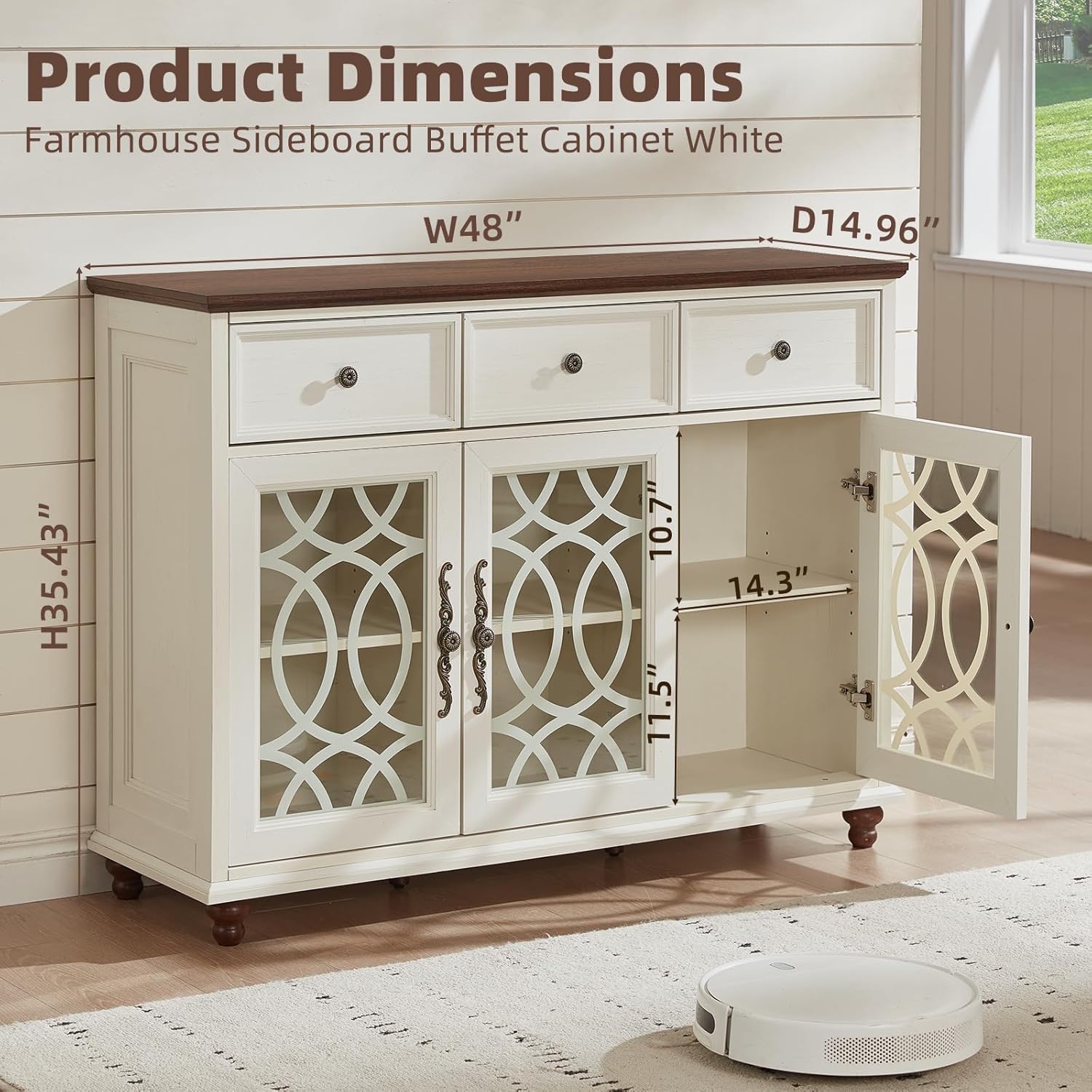 Joaxswe Farmhouse Sideboard Buffet Cabinet with Storage,48