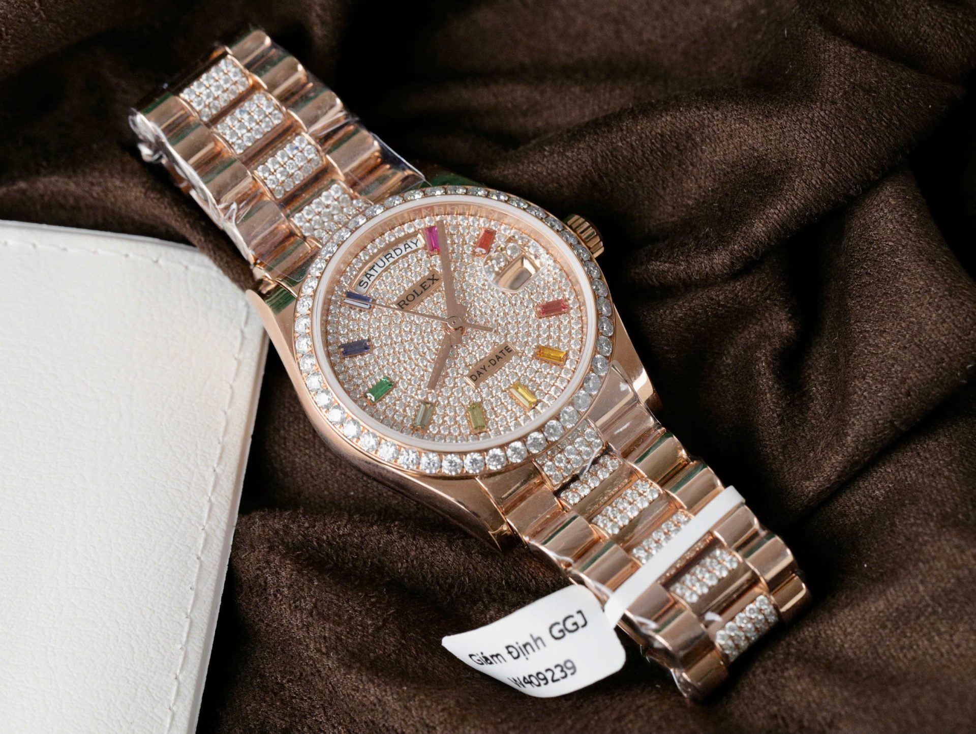 Rolex Day-Date 128395TBR Refined 18K Gold Wrapped   Moissanite Diamonds Best Replicas 36mm - Elite Watch Atelier