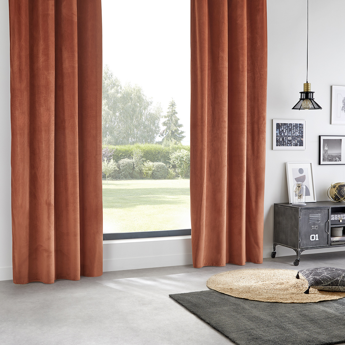 Blackout curtain velvet Terracotta pink, 140x260 cm