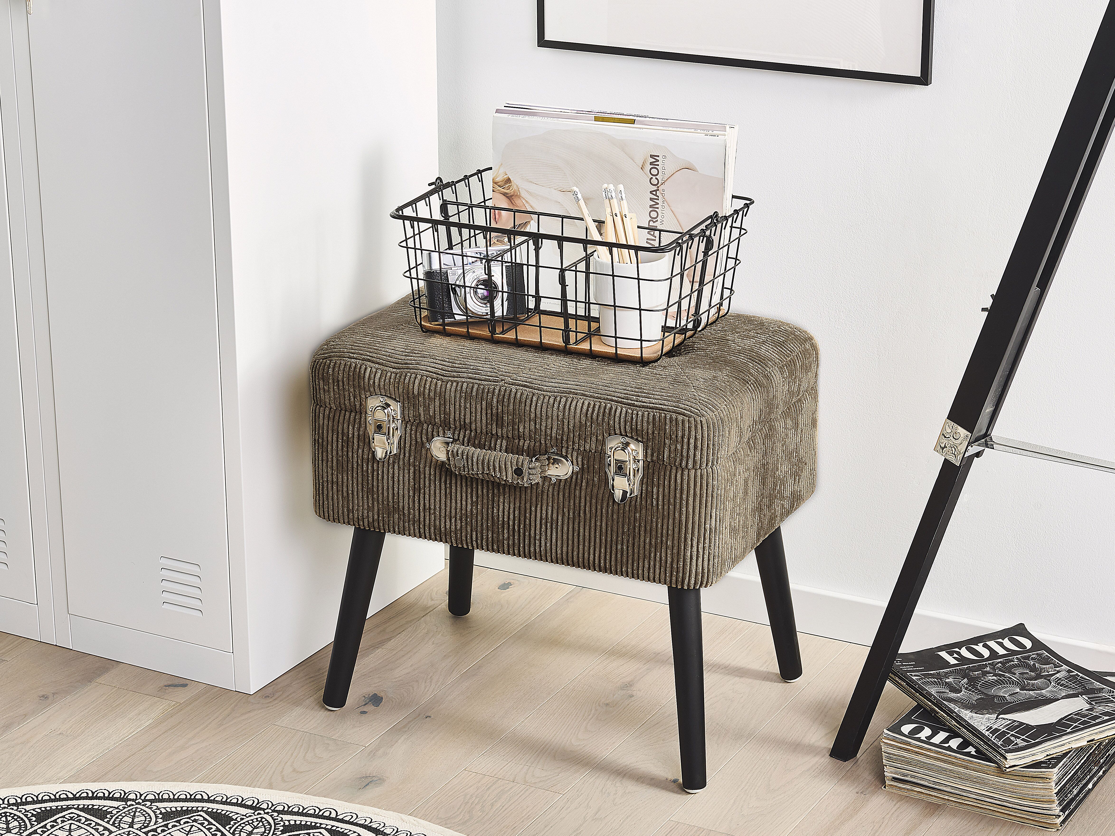 Storage Stool MALLARD Corduroy Light Brown
