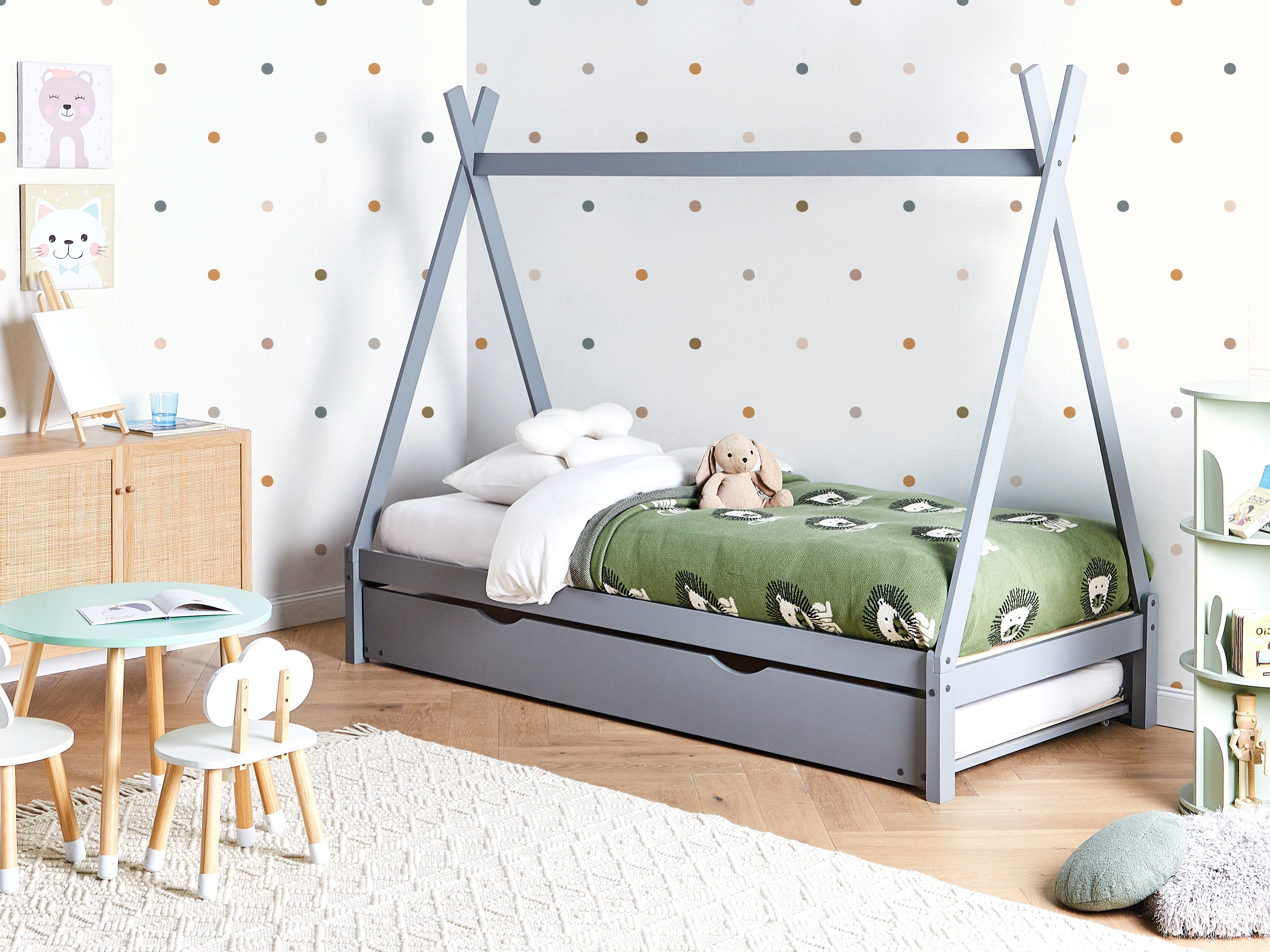 Kids Trundle Bed Pine Wood TALMONTIERS 90 x 200 cm (EU Single) Grey