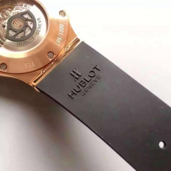 Replica Hublot Big Bang Classic Fusion RG Black Dial Diamonds Bezel Rubber Strap A2824 - Top club