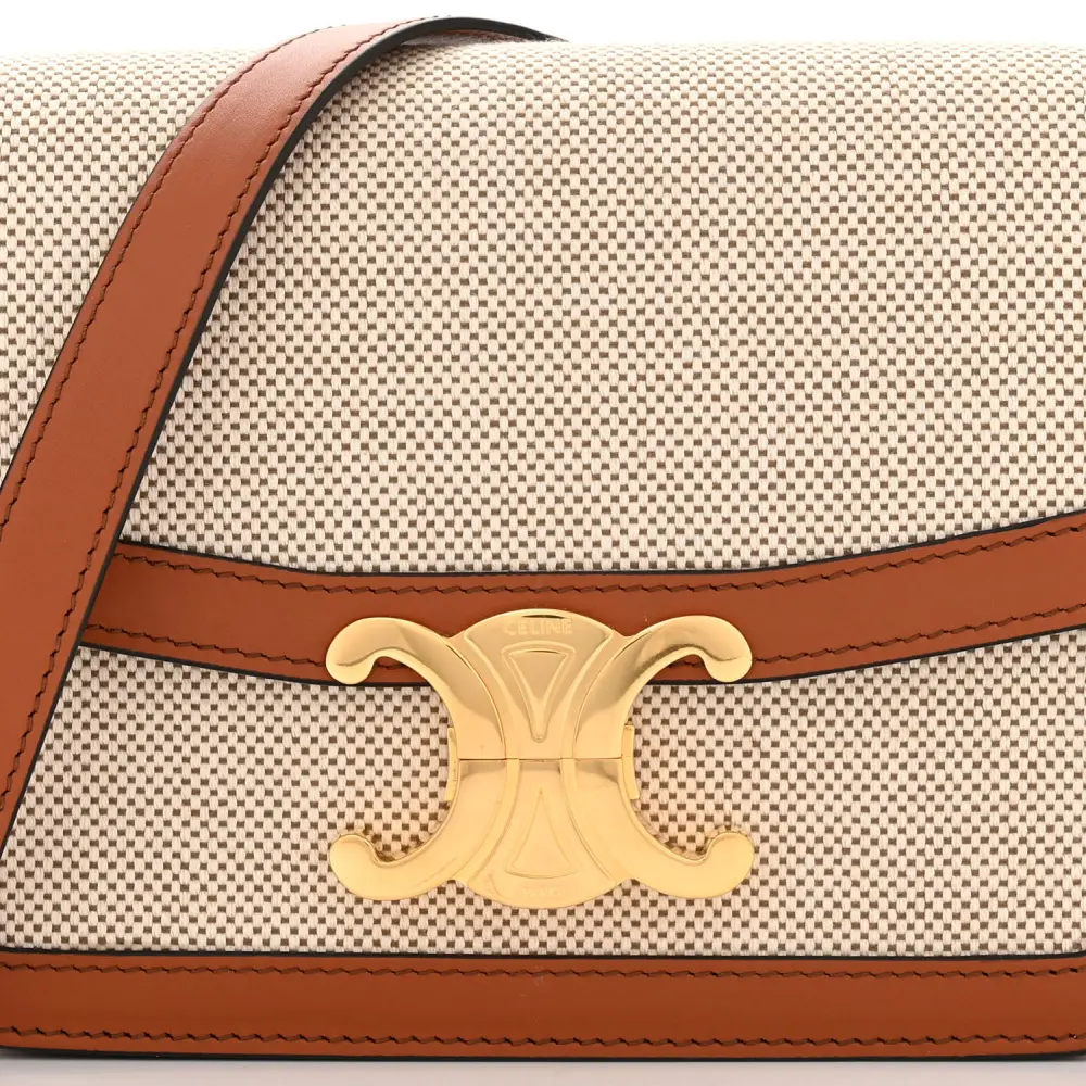 Celine Teen Triomphe Superfake Handbag – White/Tan Textile Replica1:1High-quality replica
