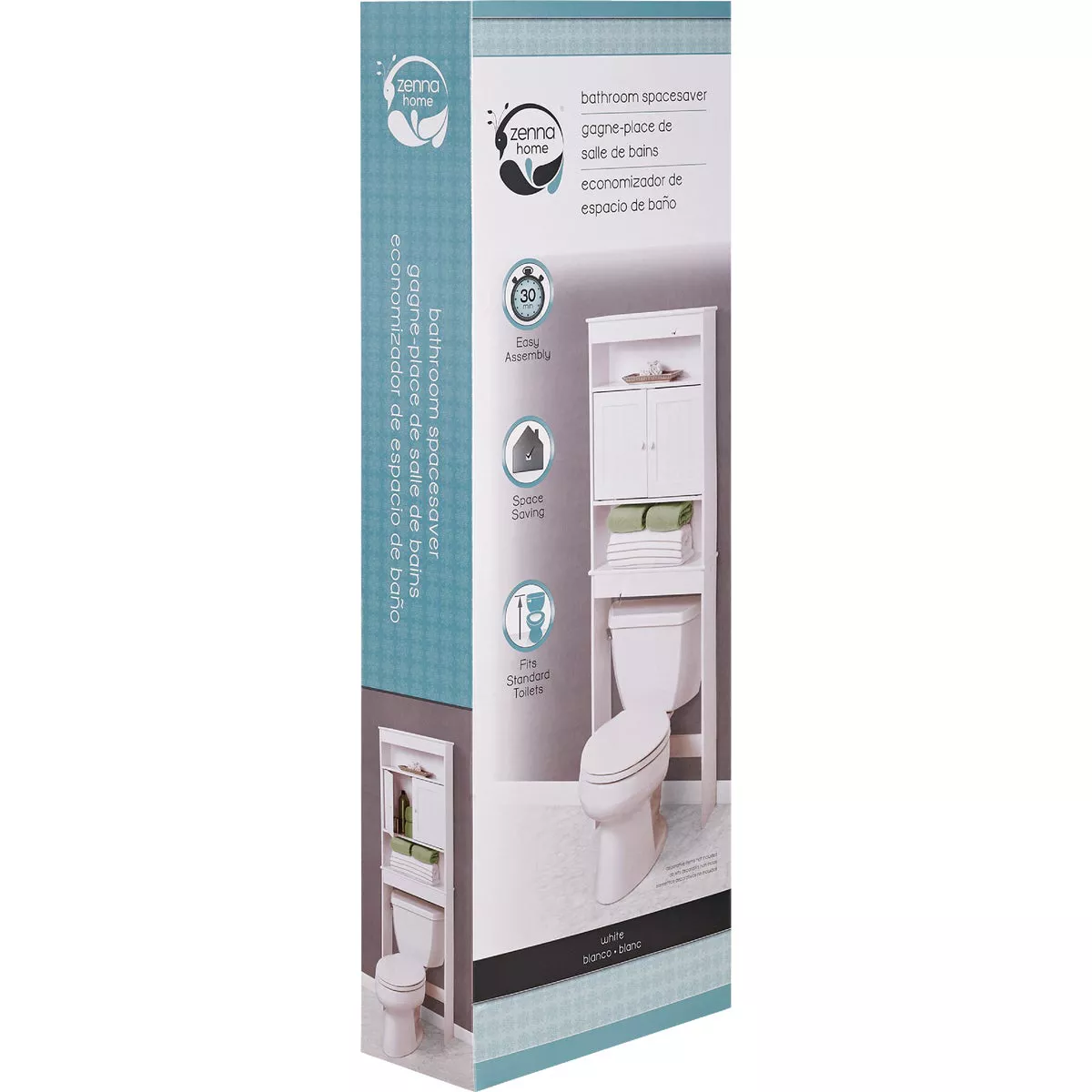 Zenith Country Cottage White Over-the-Toilet Cabinet, 2 Door/3 Shelf