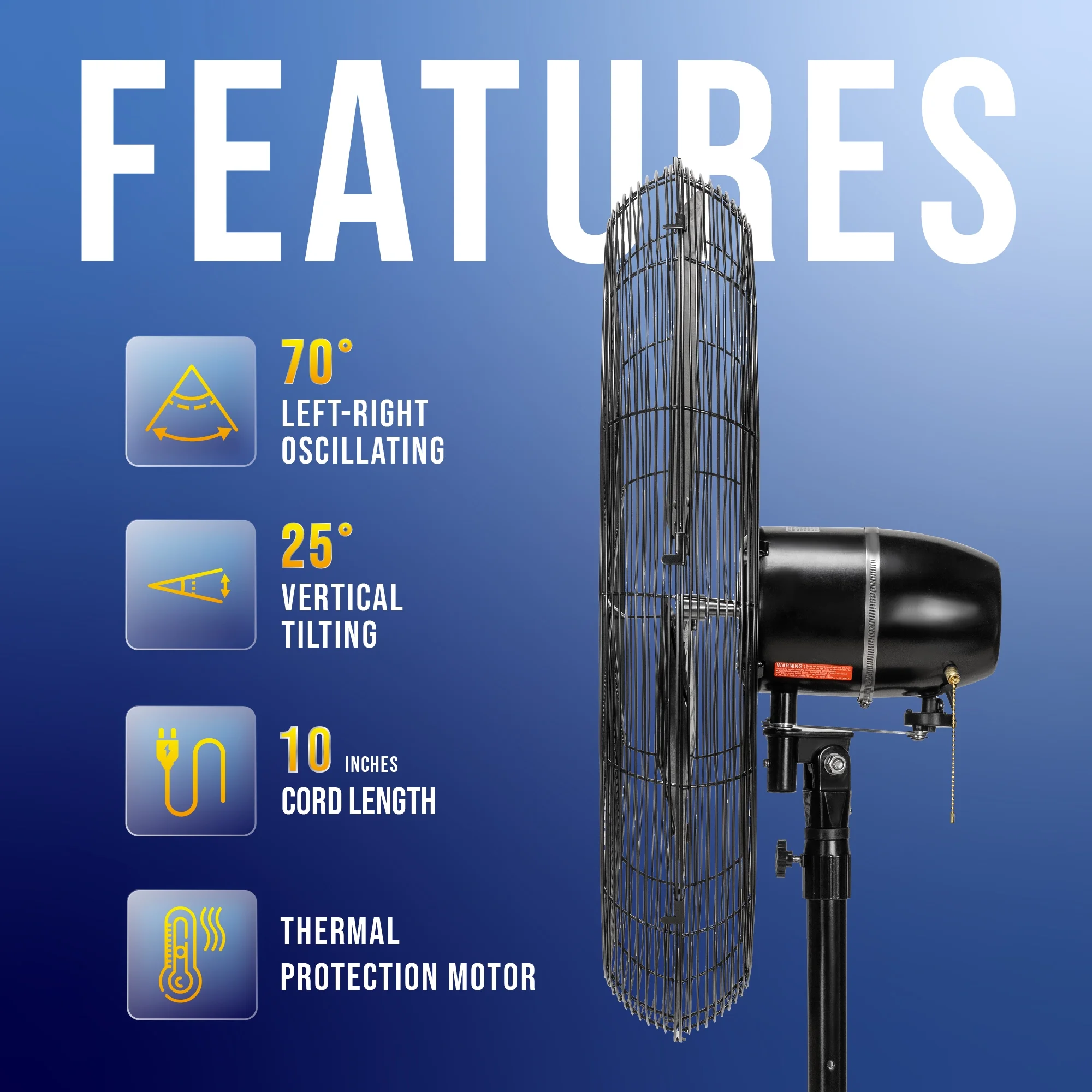 Tornado - 20 Inch High Velocity Metal Oscillating Pedestal Fan - Commercial, Industrial Use Water-Resistant - Image 22