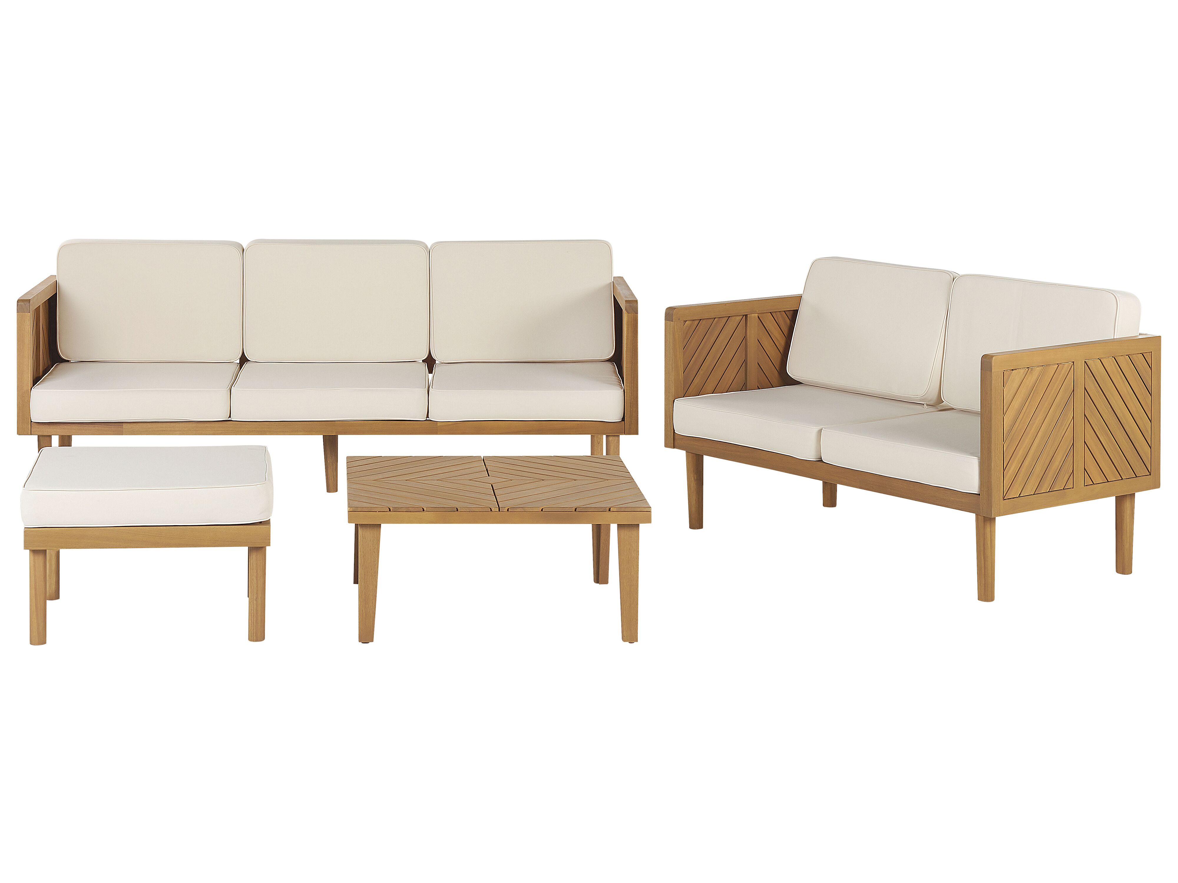Garden Lounge Set with Table and Ottoman 5 Seater BARATTI Acacia Wood Brown