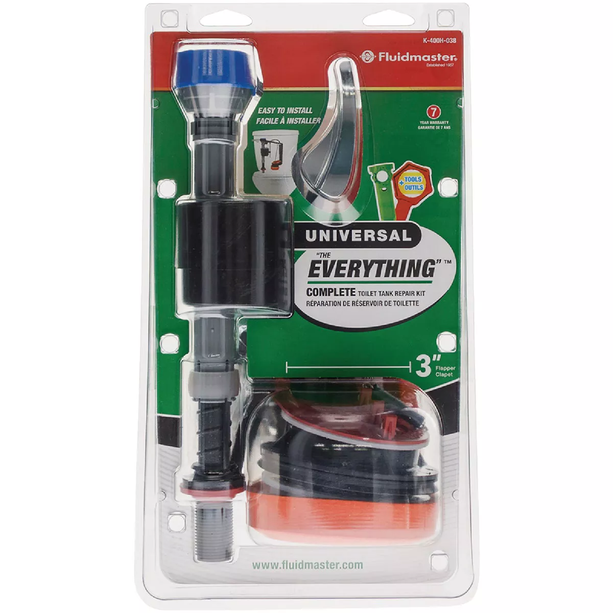 Fluidmaster PerforMax Toilet Fill Valve & 3 In. Everything Toilet Repair Kit
