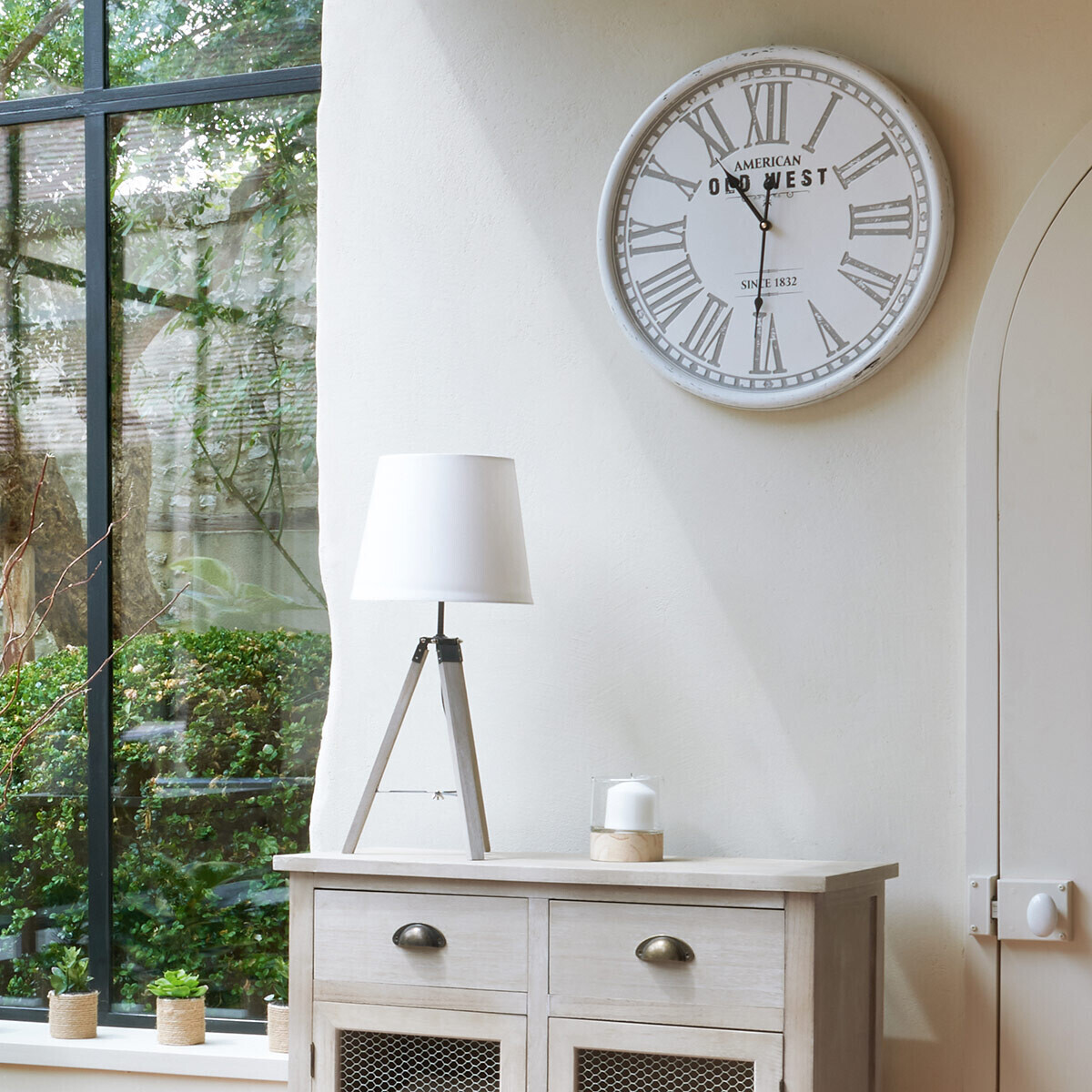 Tripod lamp "Runo" Beige, H.58 cm