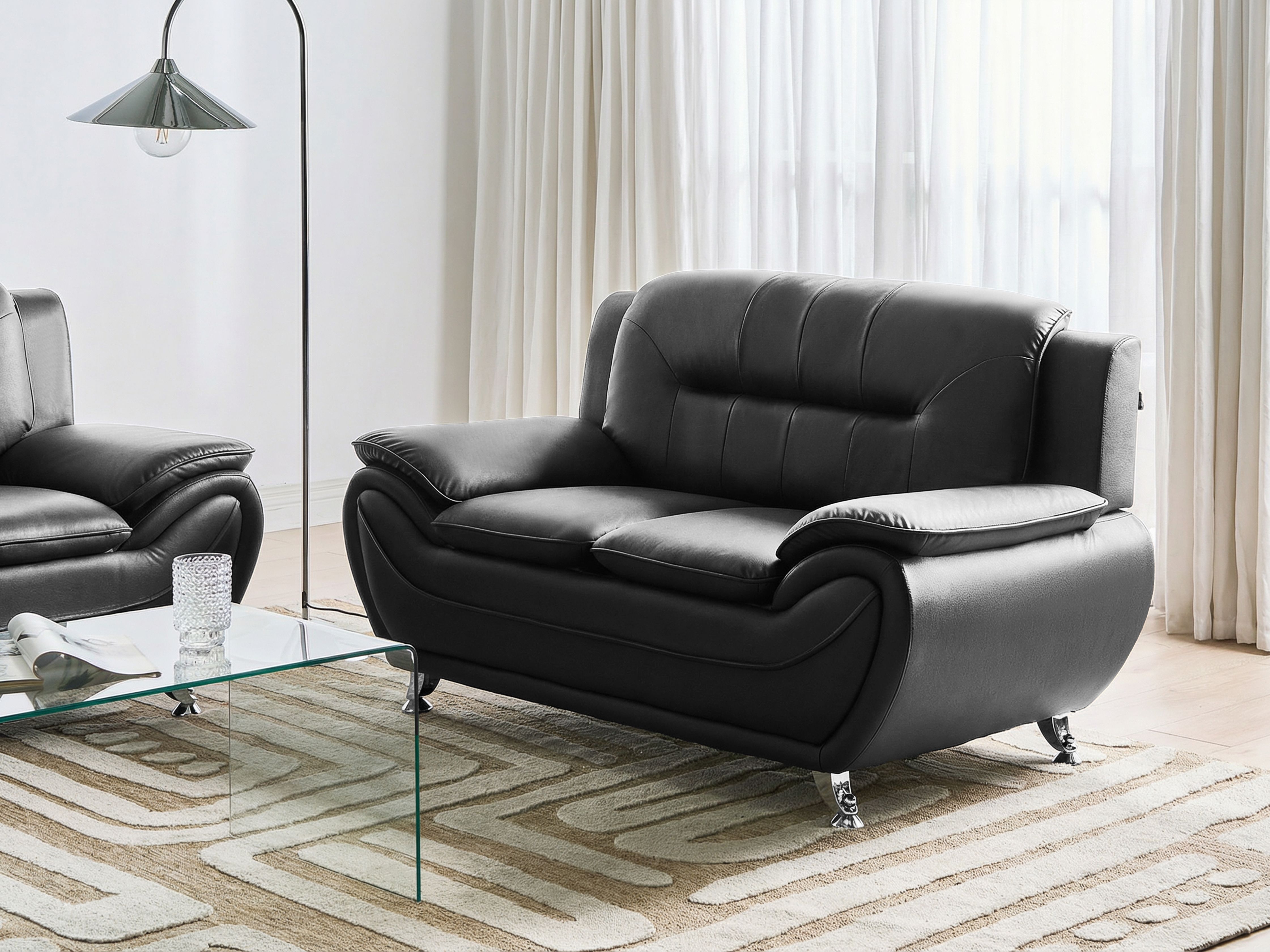 Sofa 2 Seater LEIRA Faux Leather Black