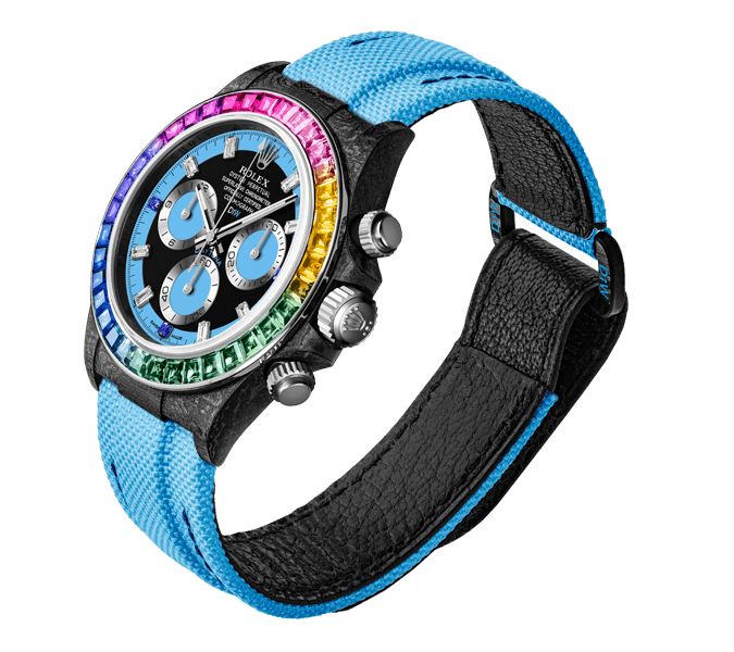 ROLEX Diw Daytona carbon rainbow blue 40mm carbon(1:1 replica) - Elite Watch Atelier