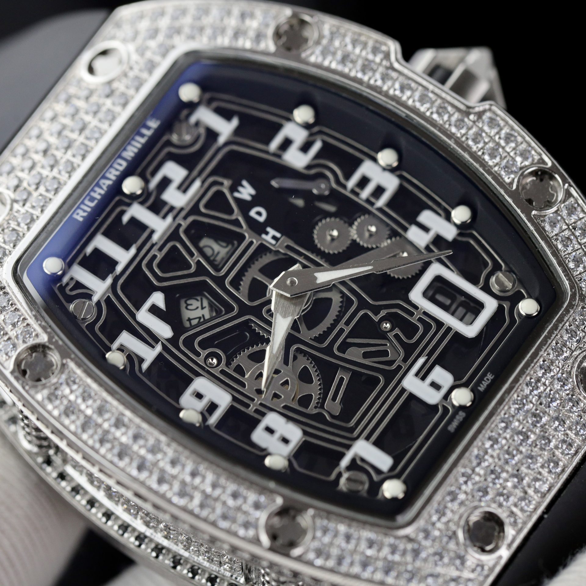 Richard Mille Replica 1:1 Watch RM67 Black Face With Stone Automatic Mechanical 40mm - Top club