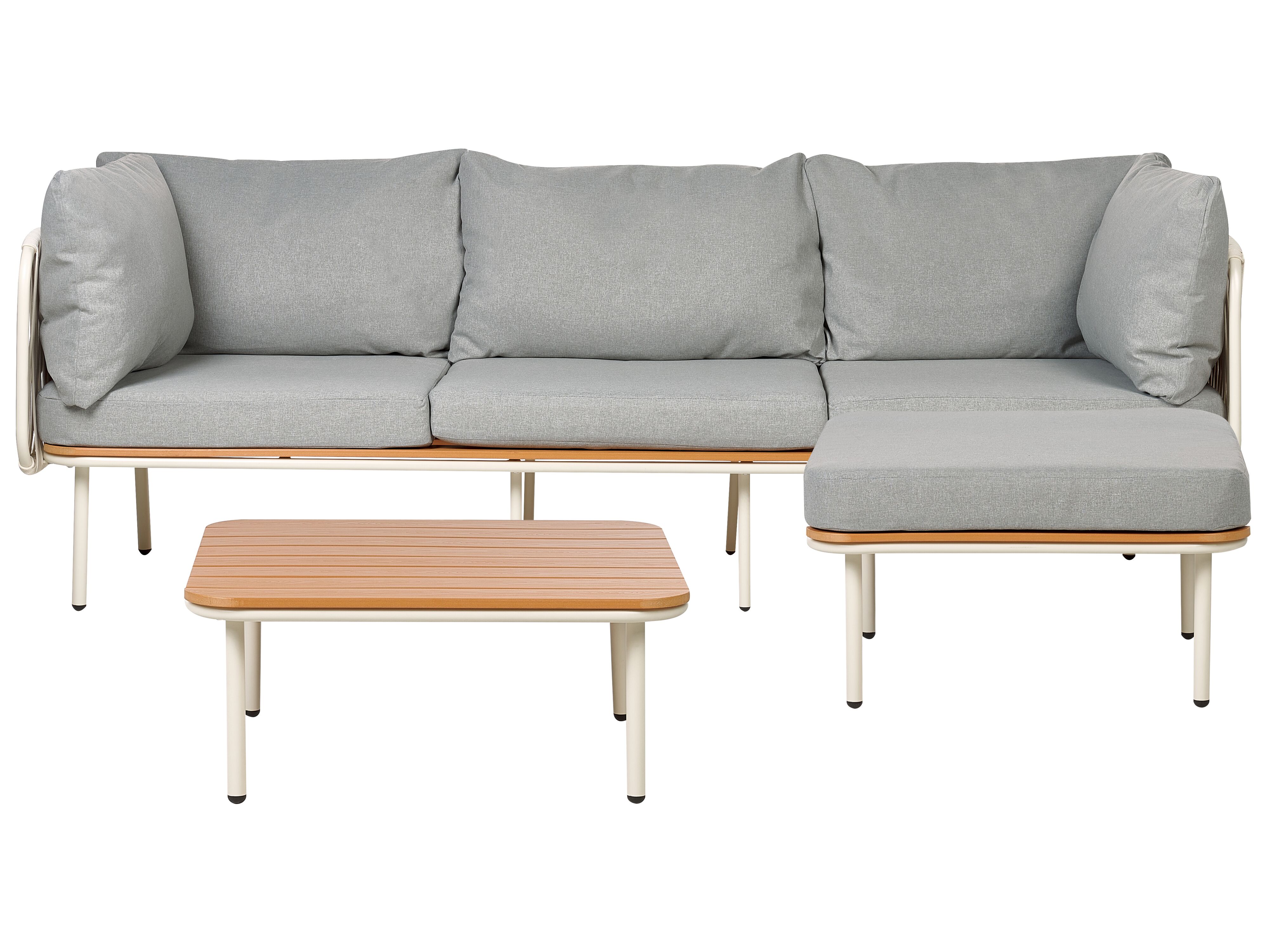 Garden Lounge Set with Table and Ottoman 3 Seater SENISE Metal Grey