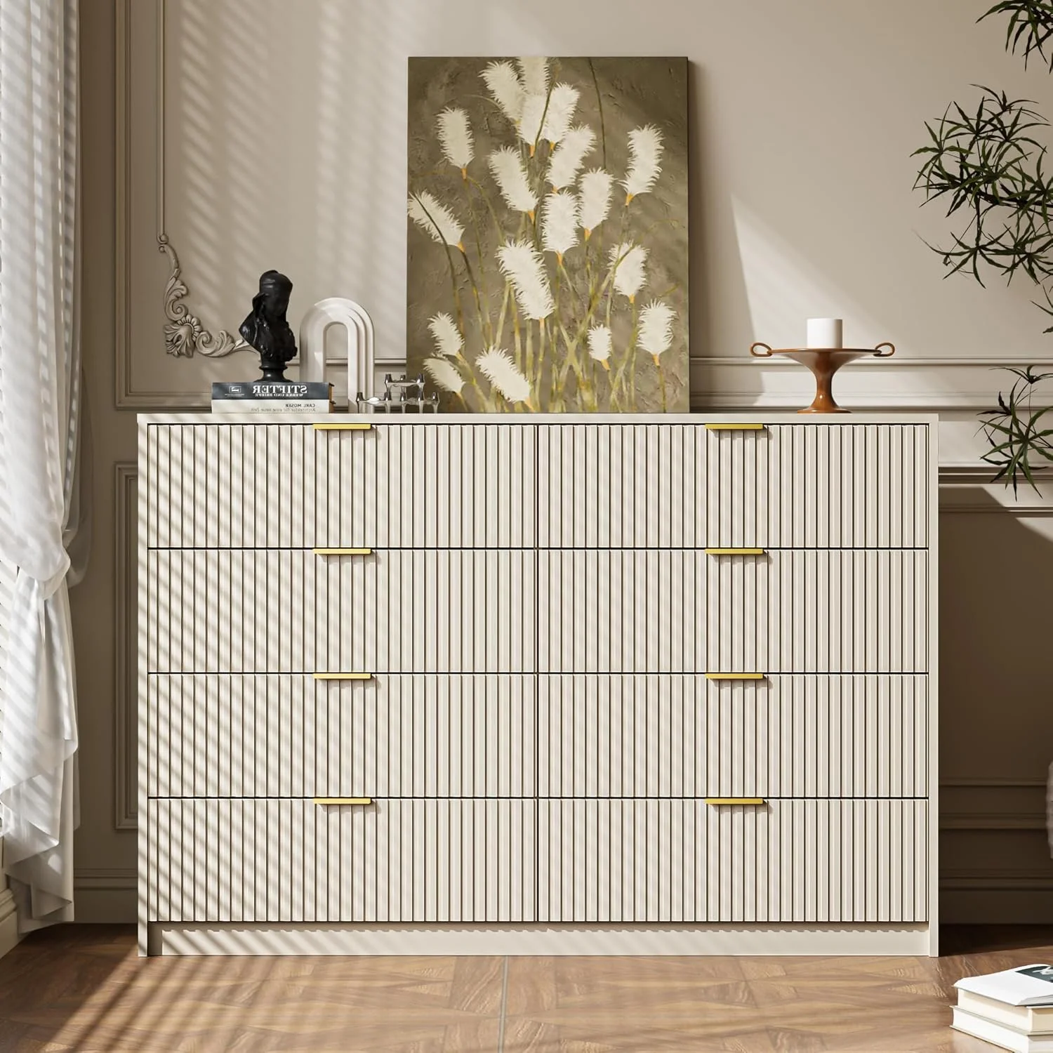 Furniway Black Dresser for Bedroom, 8 Drawer Double Dresser, Modern Chest of Drawers for Bedroom, Living Room, Entryway and Closet, 55" L x 15.7" D x 37.4" H - Image 22
