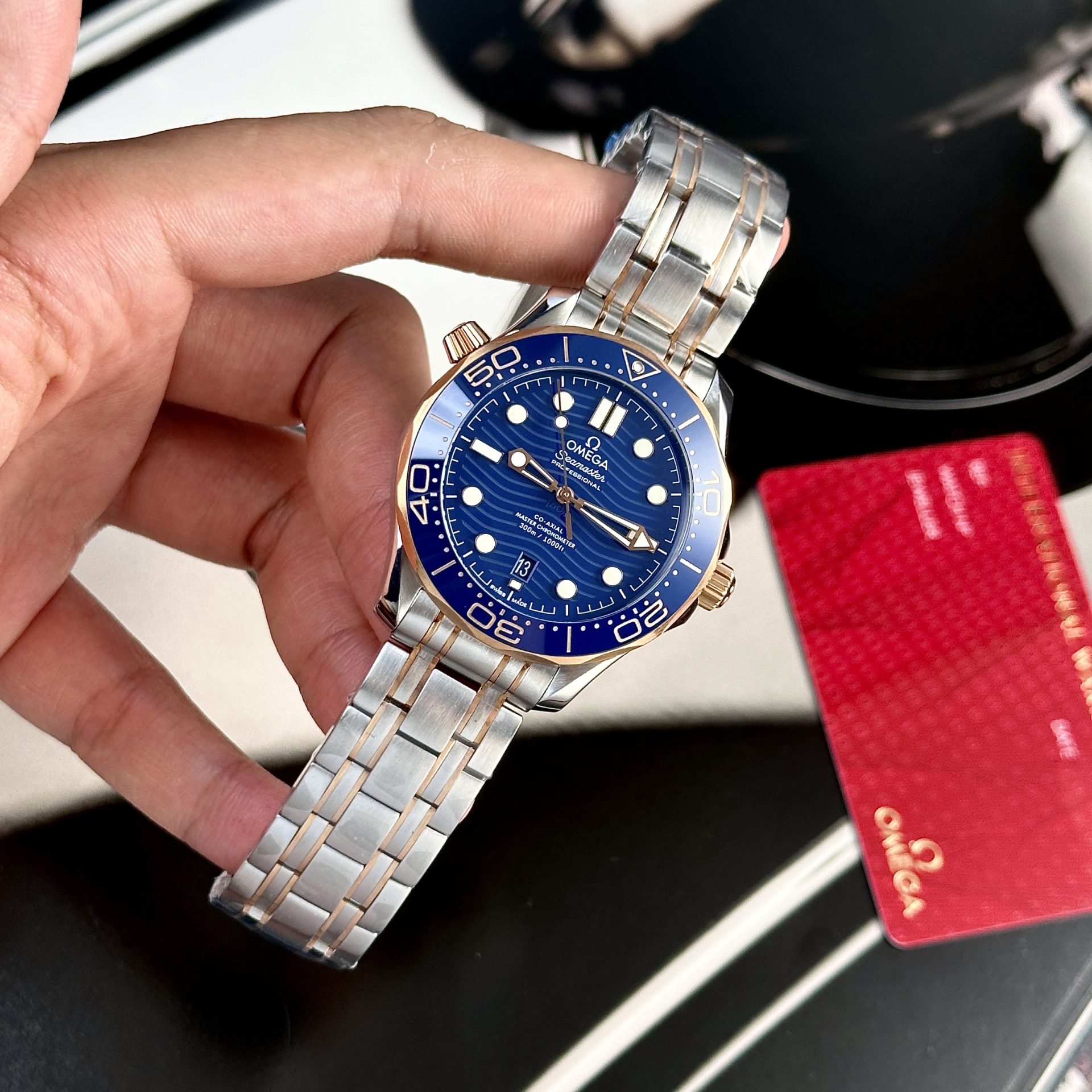 Omega Replica Watch Seamaster Demi Rose Gold Dial Blue VS Factory 42mm - Top club