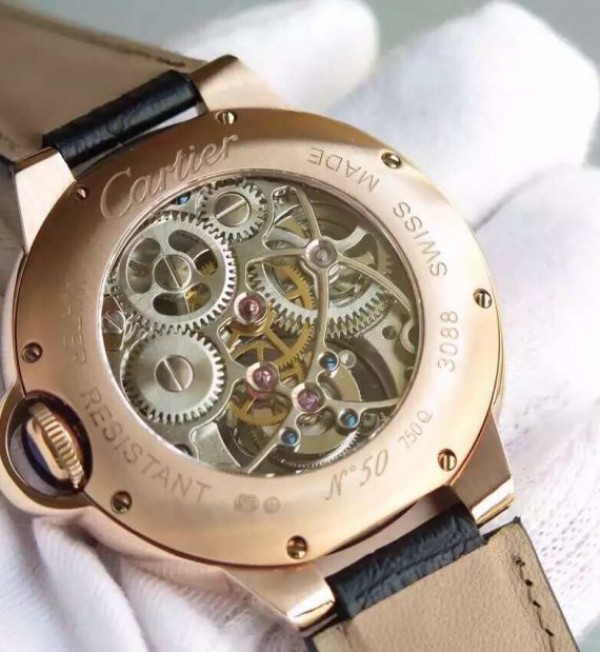 Replica Cartier Ballon Bleu Skeleton Tourbillon RG Black Dial - Top club