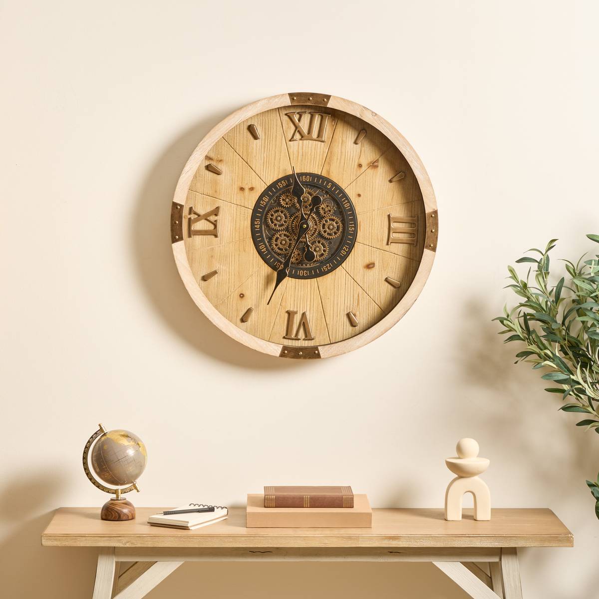 Clock "Micka" Beige, 63.5x8 cm