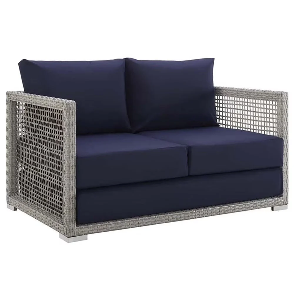 Afuera Living Wicker Patio Loveseat, Gray - 52in W x 32in D - Image 2 Afuera Living Wicker Patio Loveseat, Gray - 52in W x 32in D - Image 2