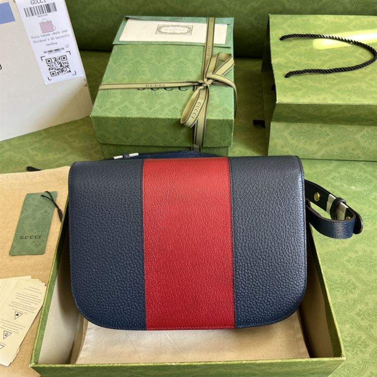 adidas x Gucci Gucci Horsebit 1955 small bag Dark blue and red leather – GB1051:1High-quality replica