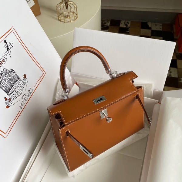 Hermès Kelly 25 Box Leather – Caramel Color1:1High-quality replica