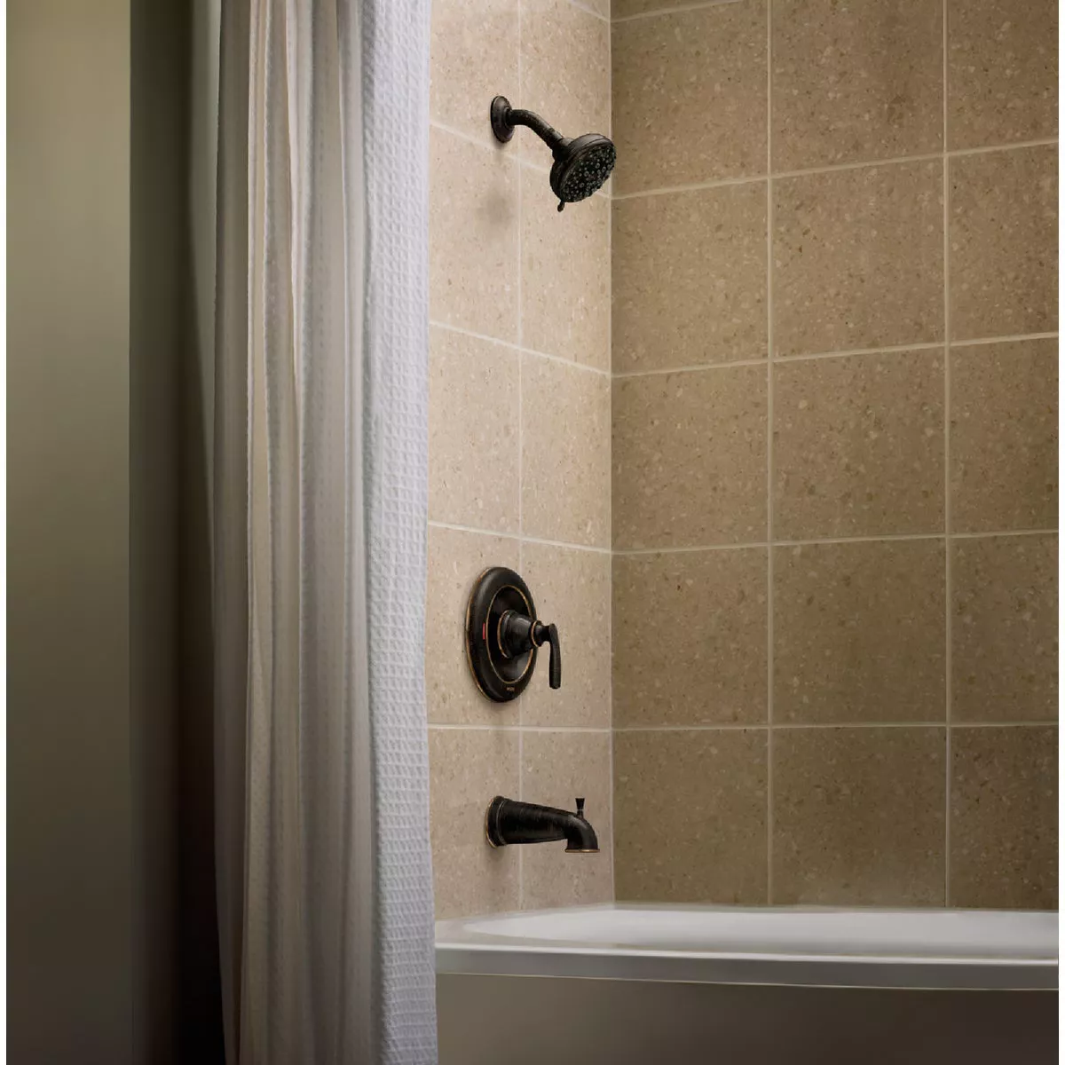 Moen Hilliard Posi-Temp 1-Handle Lever Tub & Shower Faucet, Mediterranean Bronze