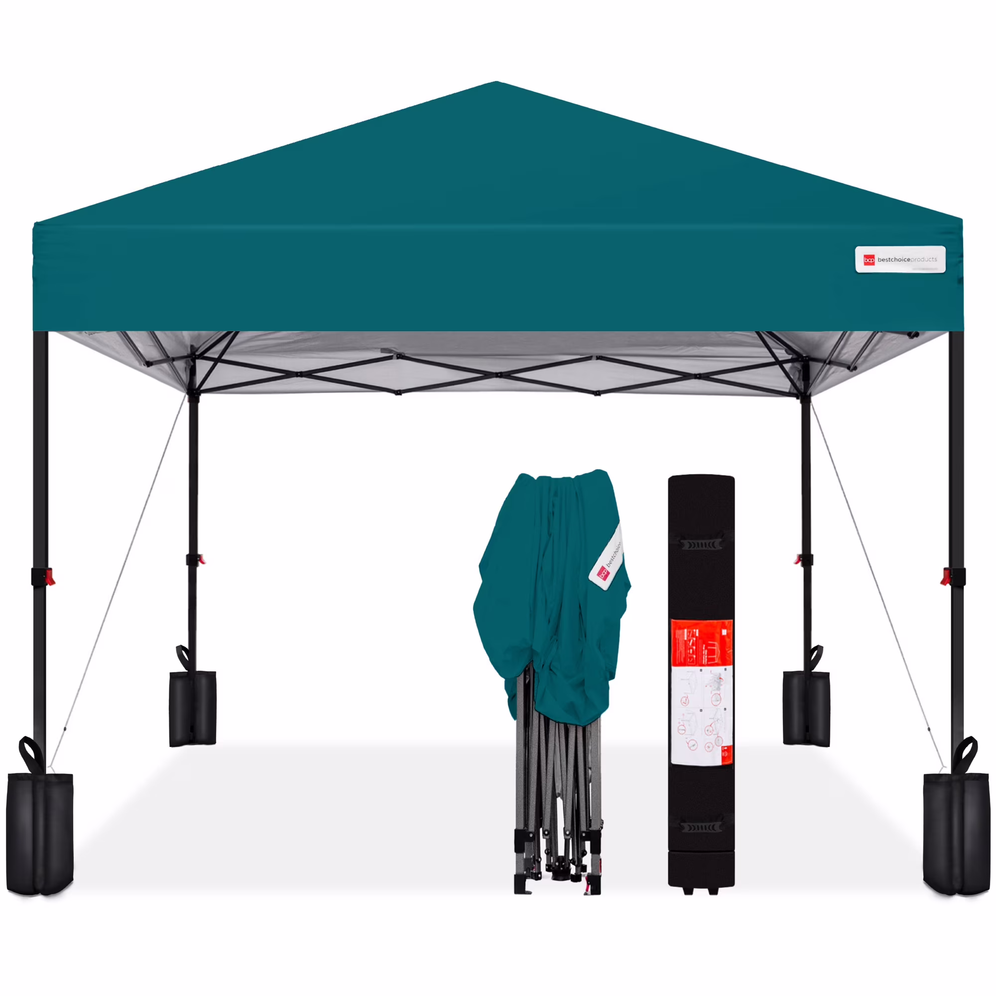 Best Choice Products 10x10ft Easy Setup Pop Up Canopy w/ 1-Button Setup, Wheeled Case, 4 Weight Bags - White - Image 41