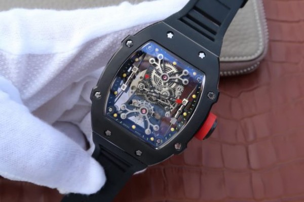 Replica Richard Mille RM027 PVD Skeleton Dial Black Rubber Strap 6T51 - Elite Watch Atelier