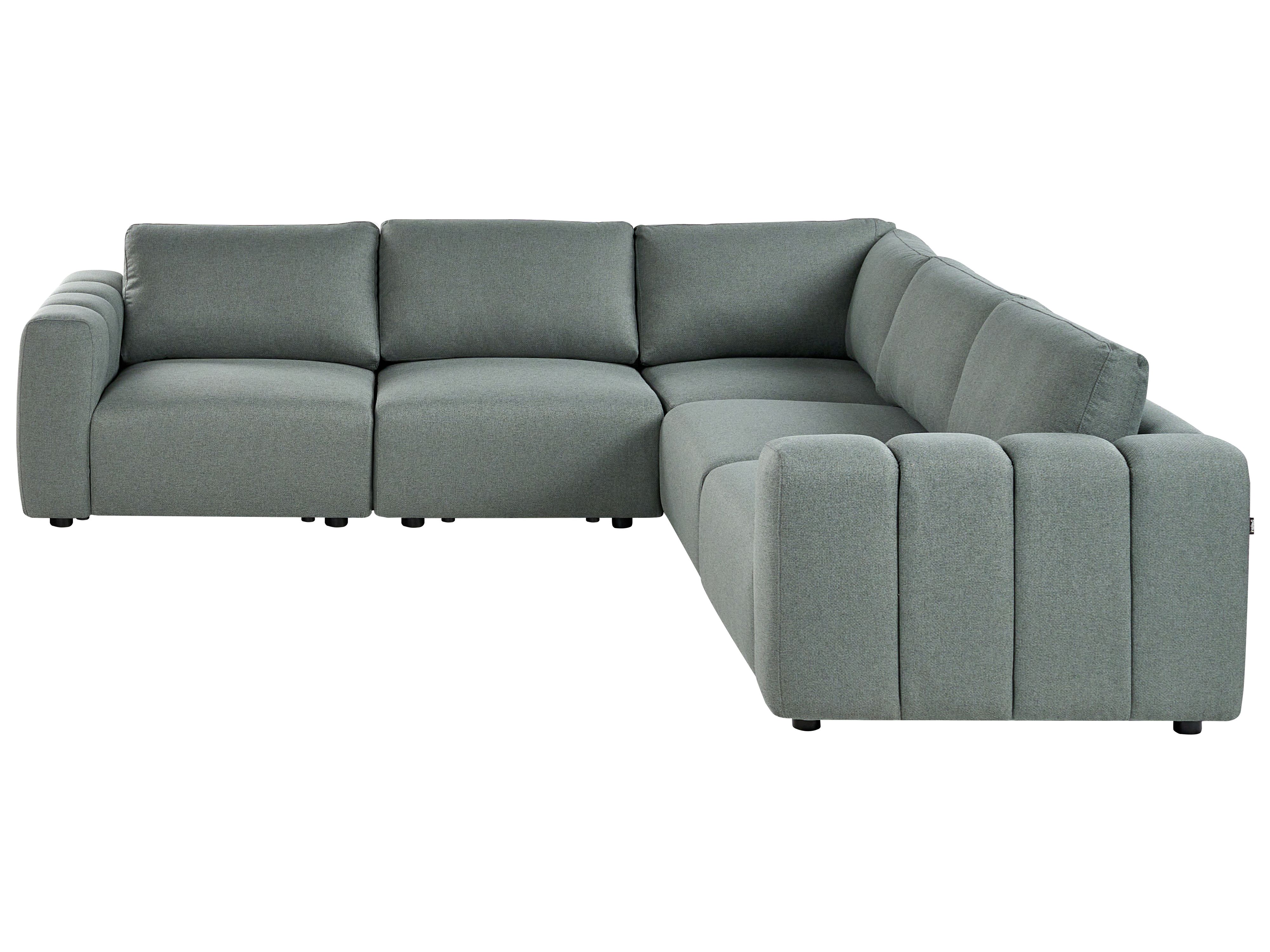 Modular Corner Sofa 5 Seater KIVVIK Fabric Green Left Hand