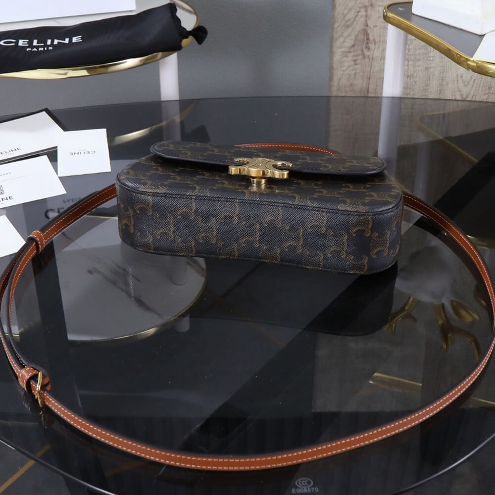 TEEN CELINE LOLA in Triomphe Canvas and Calfskin(HIGH-END GRADE)1:1High-quality replica