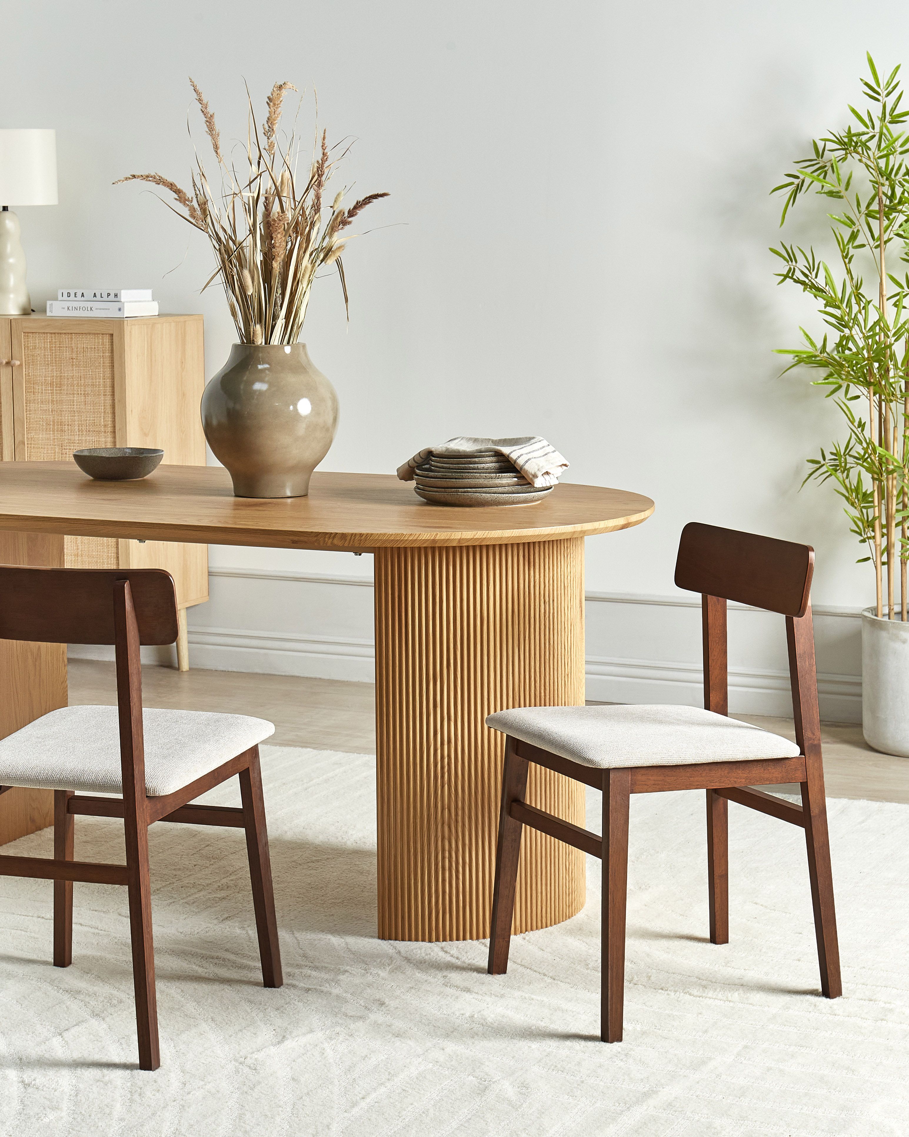 Set of 2 Dining Chairs STACY Wood Taupe