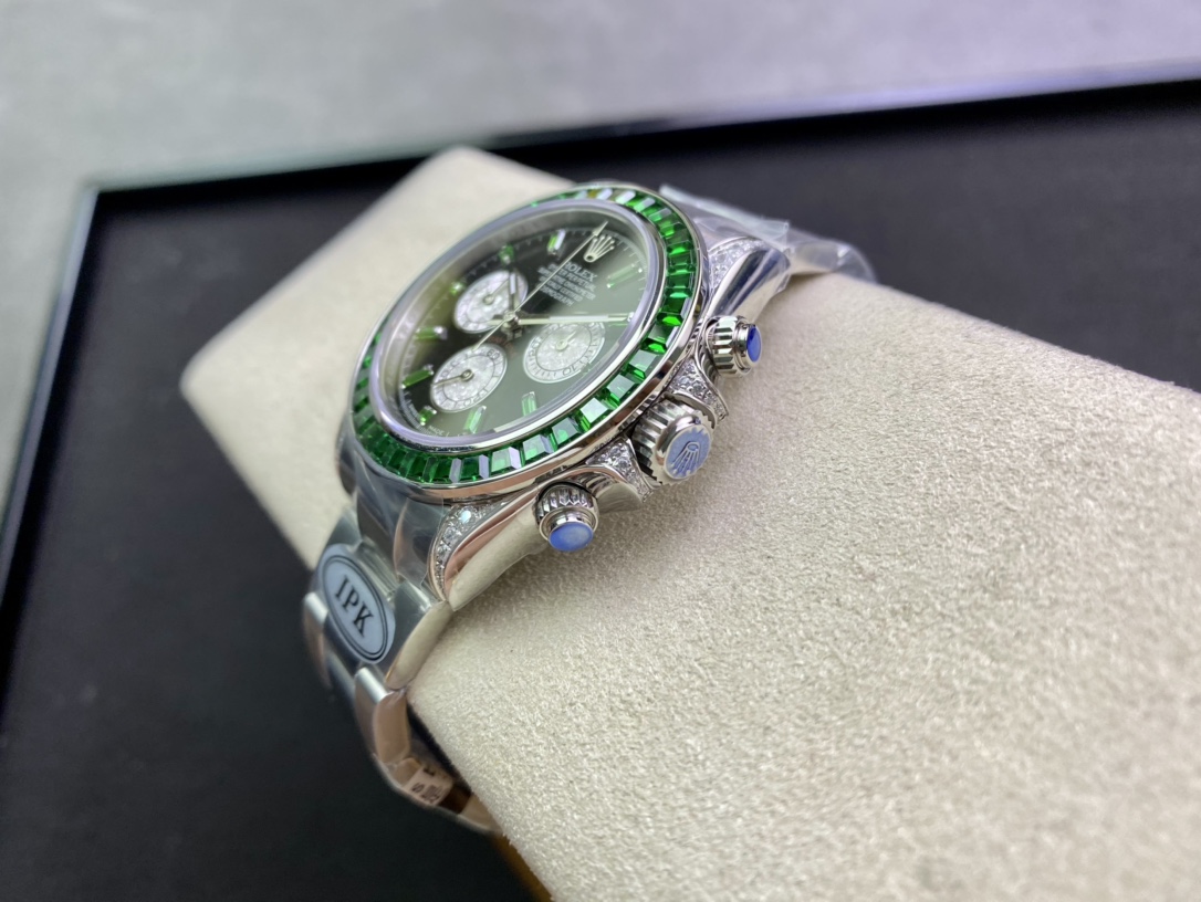 Rolex Daytona-Modified full green diamond-white gold color(1:1 replica) - Top club